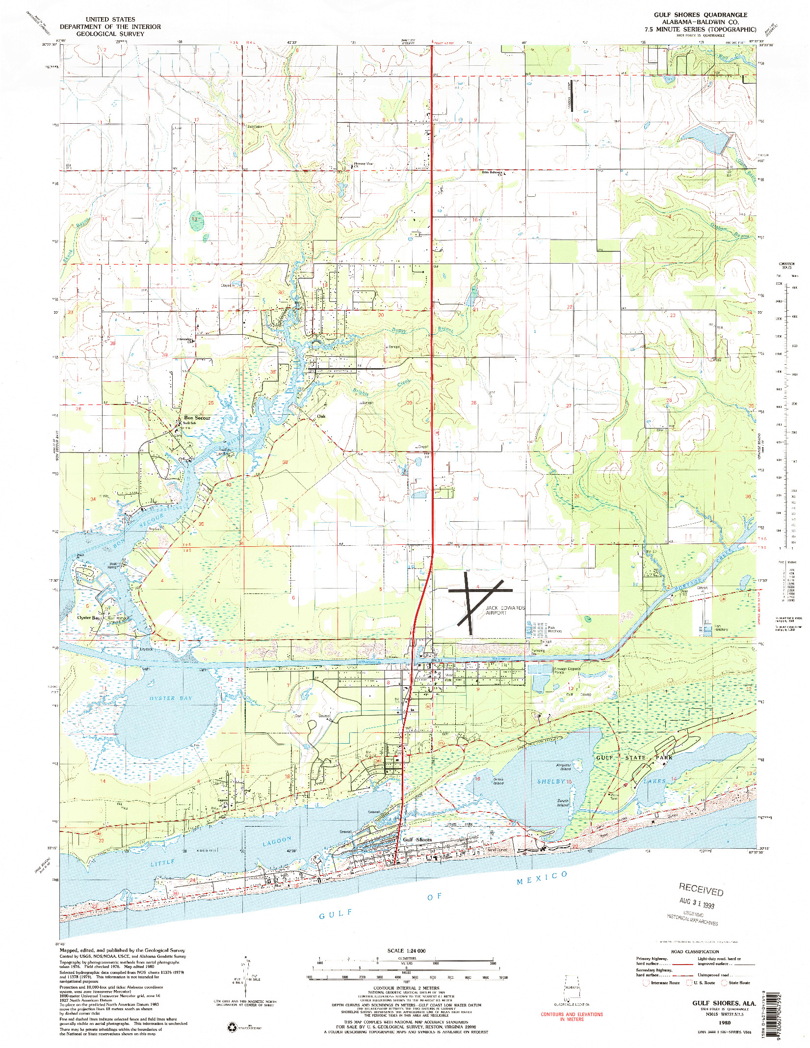 USGS 1:24000-SCALE QUADRANGLE FOR GULF SHORES, AL 1980