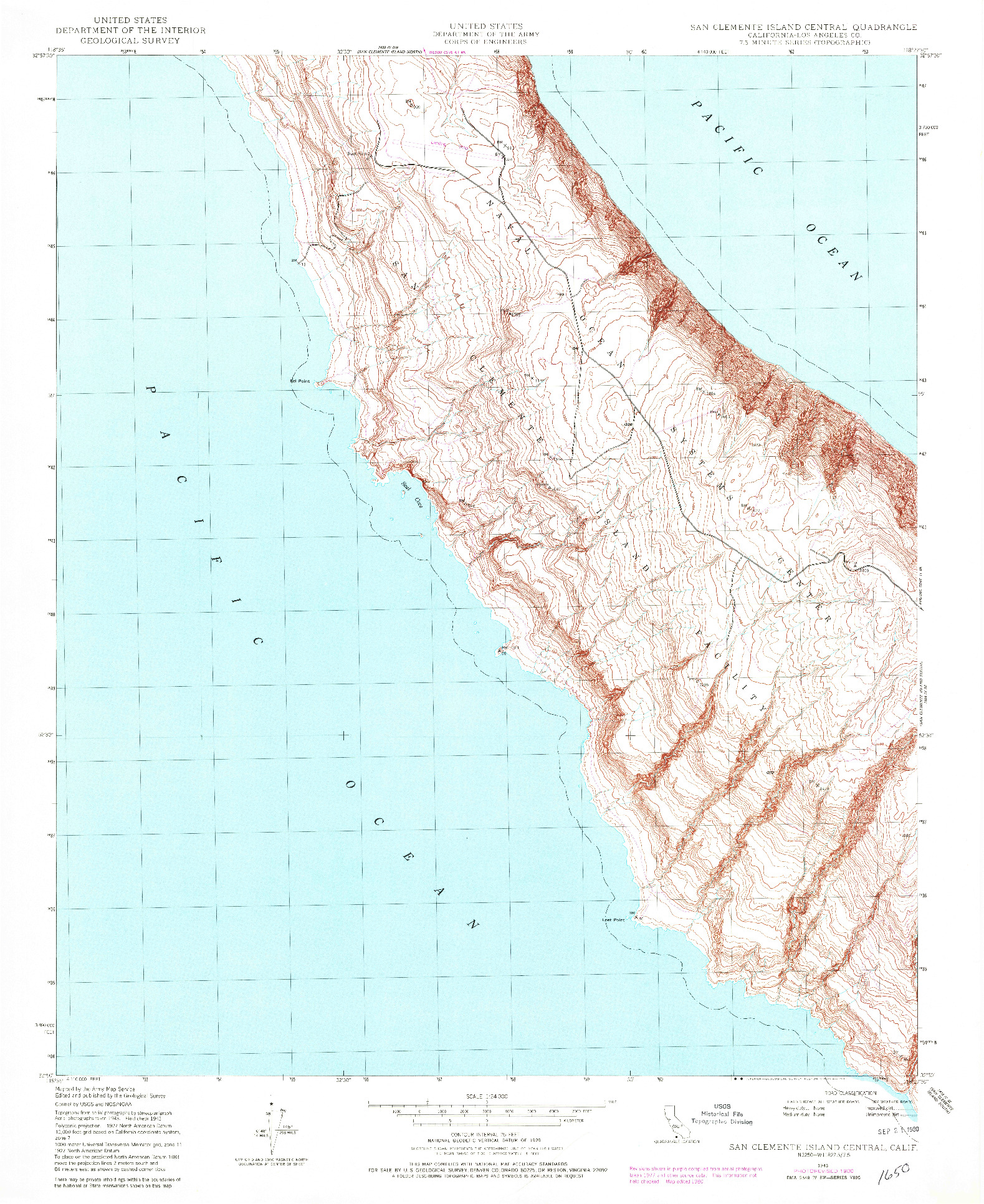 USGS 1:24000-SCALE QUADRANGLE FOR SAN CLEMENTE ISLAND CENTRAL, CA 1943