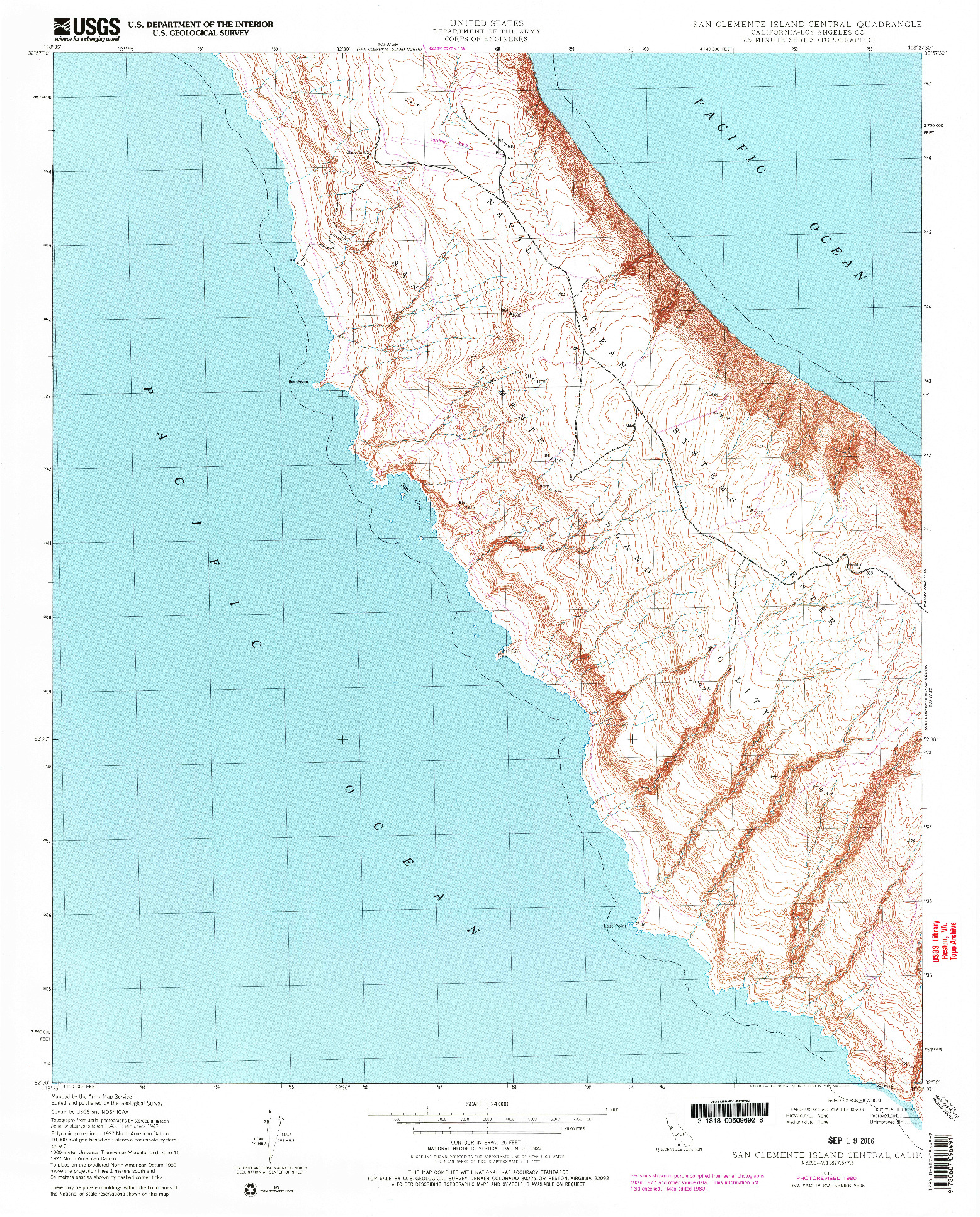 USGS 1:24000-SCALE QUADRANGLE FOR SAN CLEMENTE ISLAND CENTRAL, CA 1943