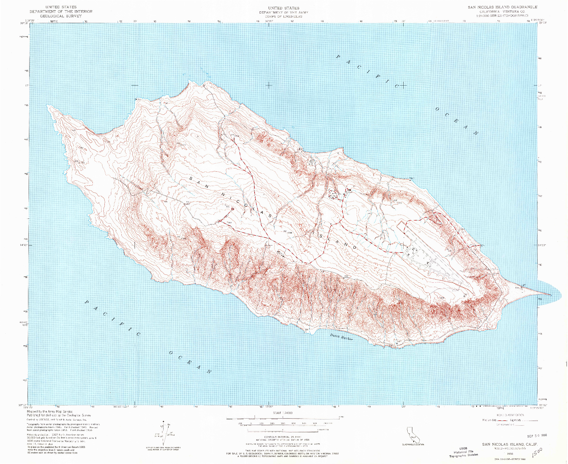 USGS 1:24000-SCALE QUADRANGLE FOR SAN NICOLAS ISLAND, CA 1956