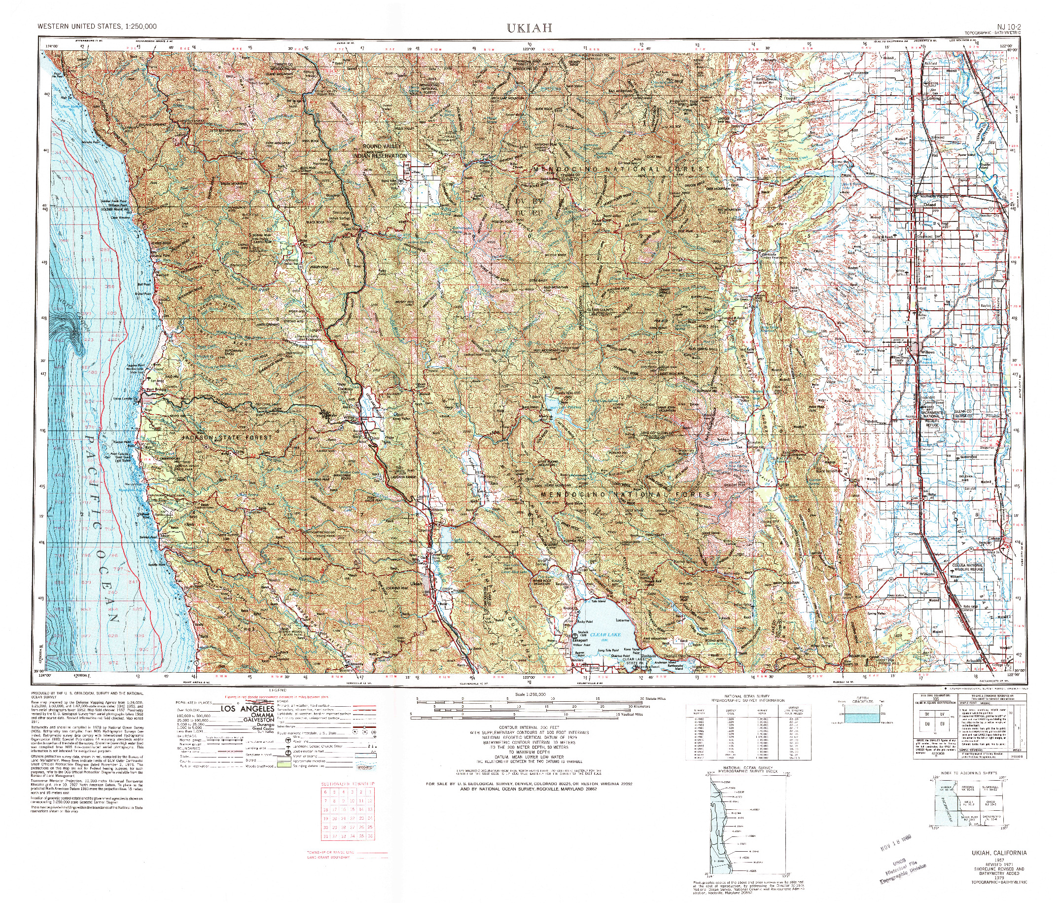 USGS 1:250000-SCALE QUADRANGLE FOR UKIAH, CA 1957