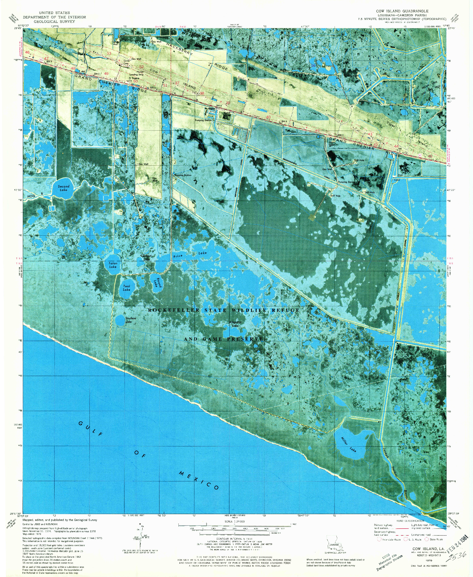 USGS 1:24000-SCALE QUADRANGLE FOR COW ISLAND, LA 1979