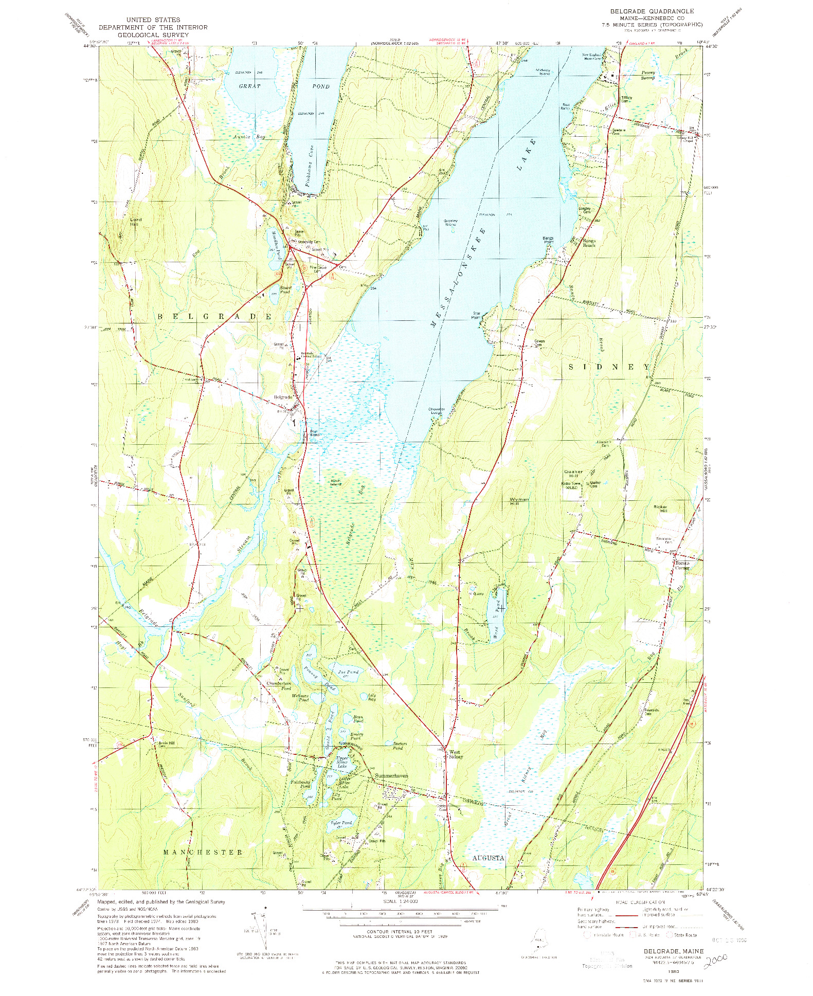 USGS 1:24000-SCALE QUADRANGLE FOR BELGRADE, ME 1980