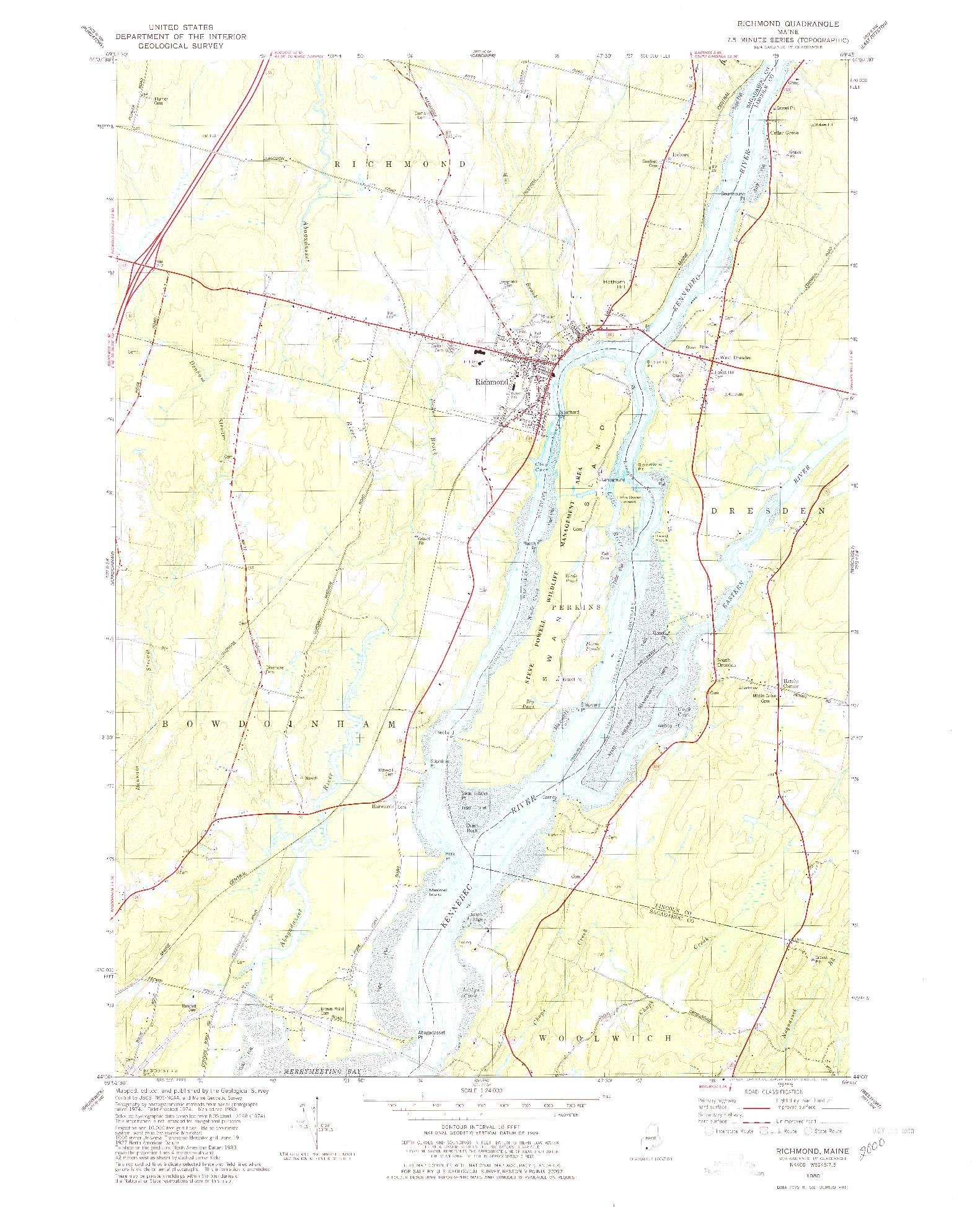 USGS 1:24000-SCALE QUADRANGLE FOR RICHMOND, ME 1980