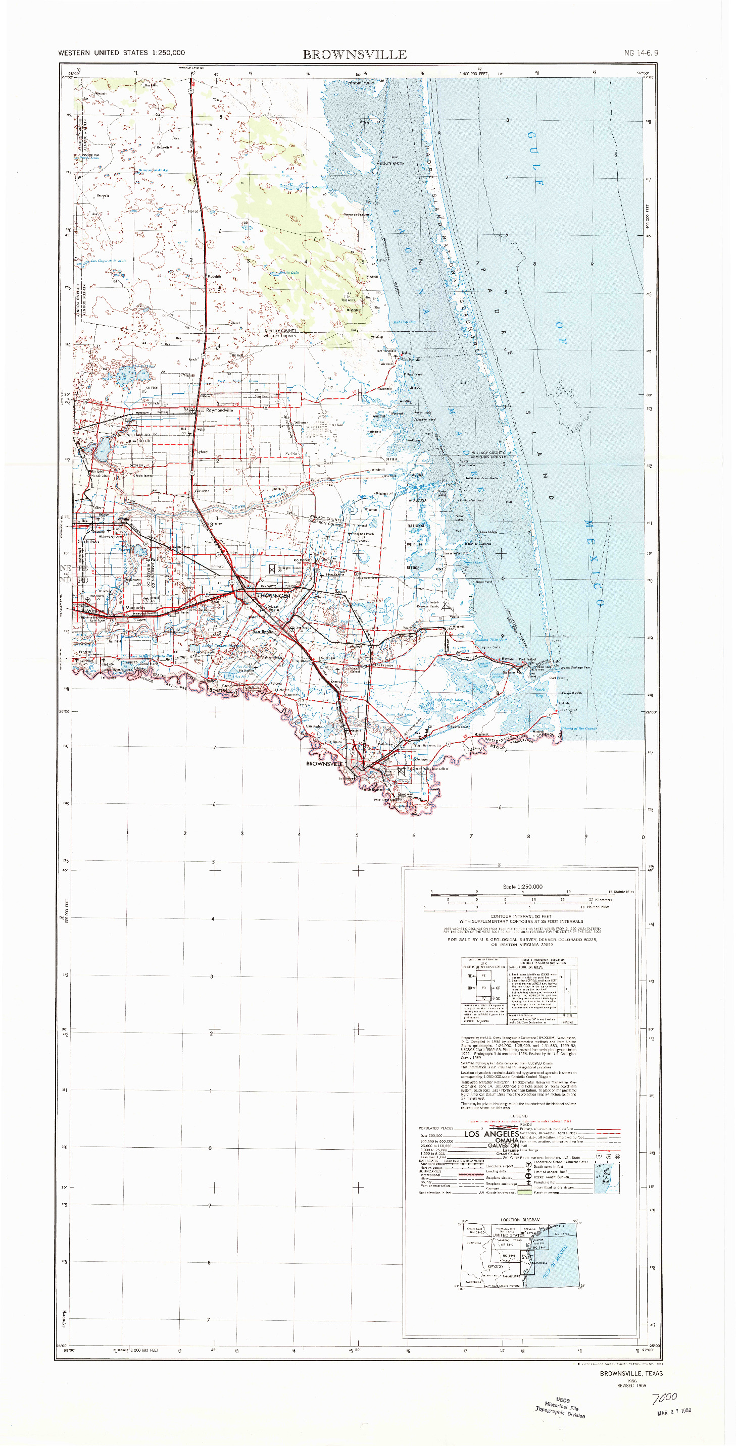 USGS 1:250000-SCALE QUADRANGLE FOR BROWNSVILLE, TX 1956