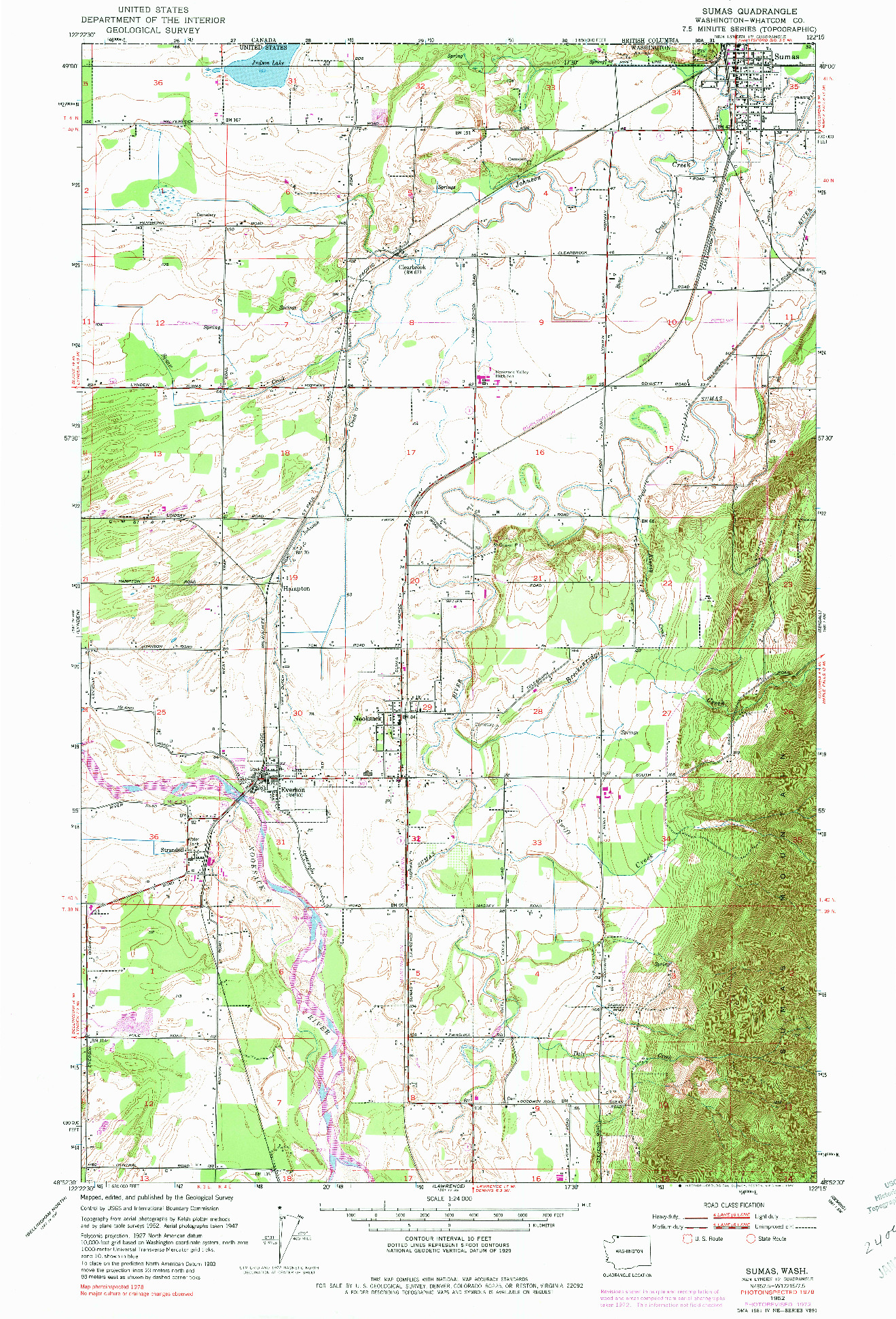 USGS 1:24000-SCALE QUADRANGLE FOR SUMAS, WA 1952