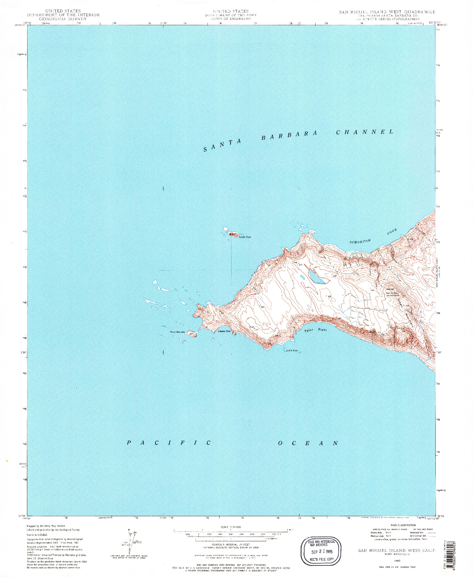 USGS 1:24000-SCALE QUADRANGLE FOR SAN MIGUEL ISLAND WEST, CA 1943