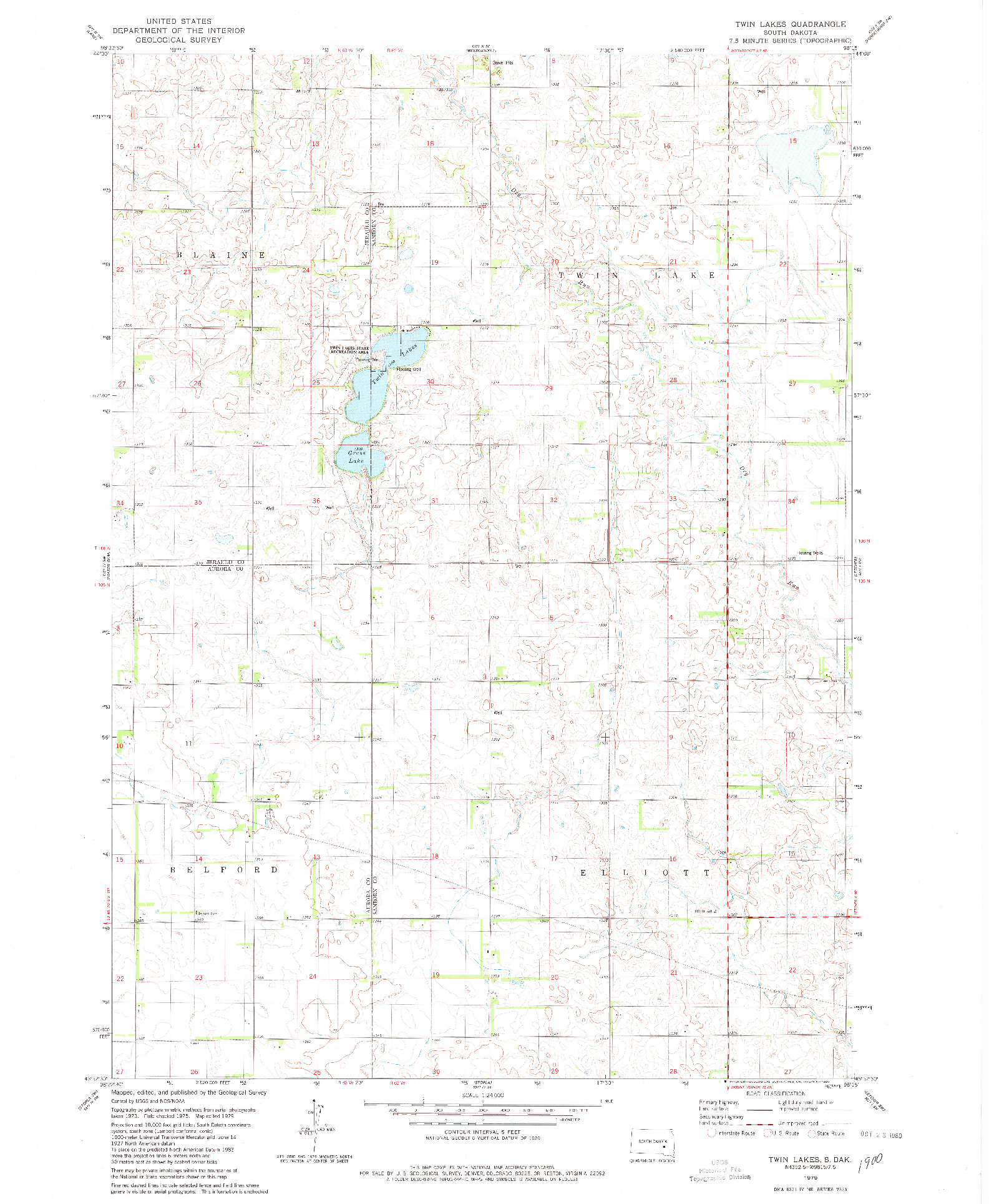 USGS 1:24000-SCALE QUADRANGLE FOR TWIN LAKES, SD 1979