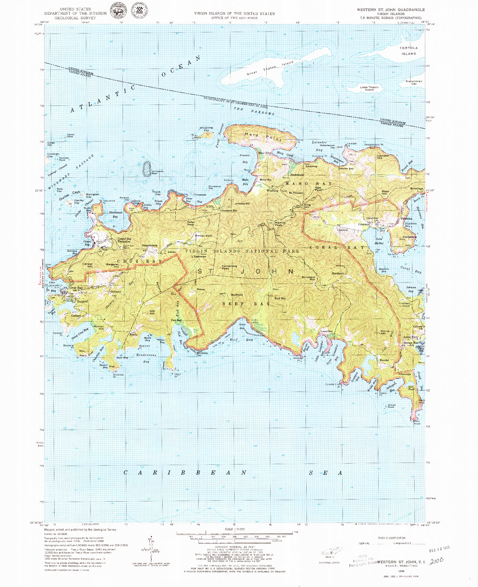 USGS 1:24000-SCALE QUADRANGLE FOR WESTERN ST. JOHN, VI 1958