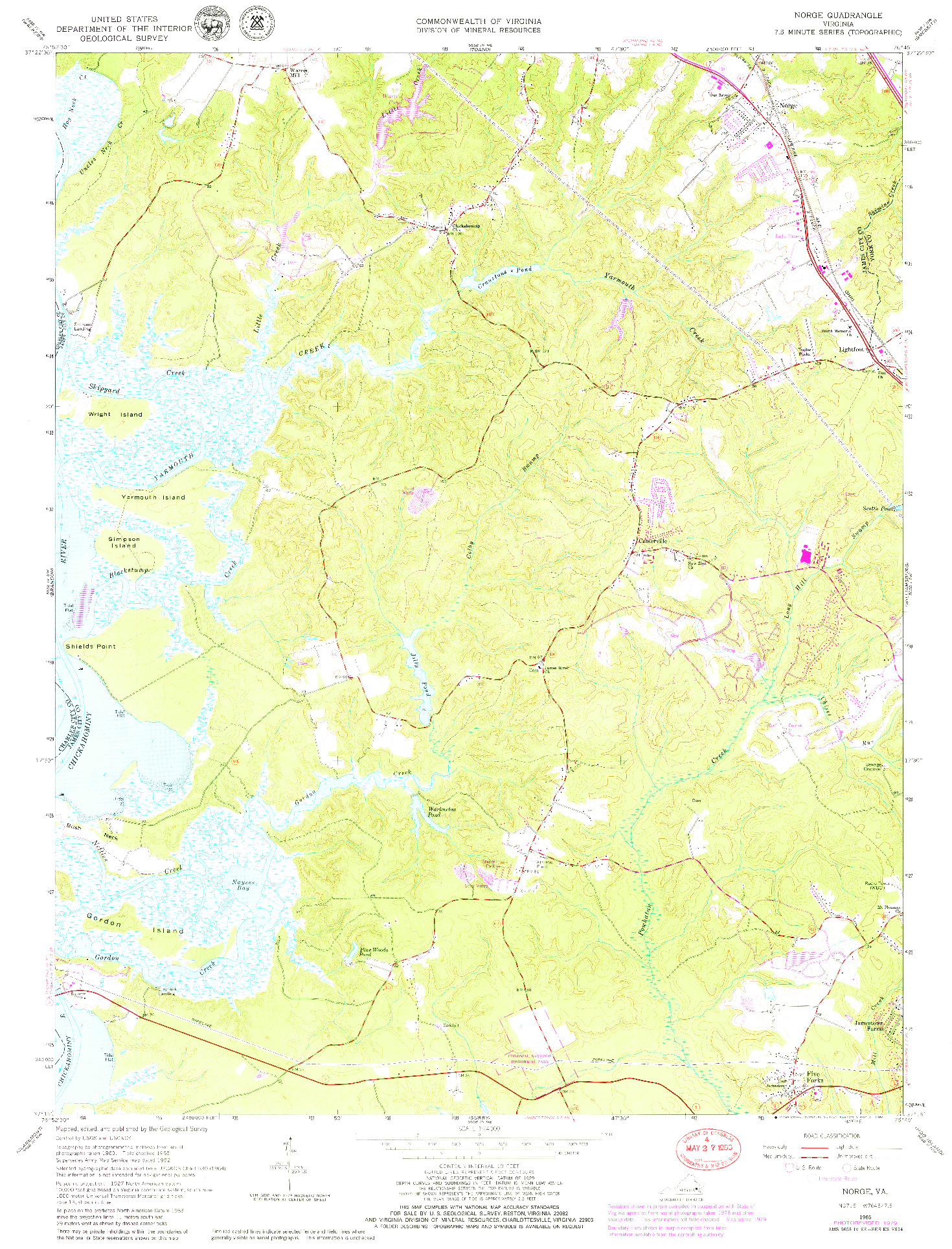 USGS 1:24000-SCALE QUADRANGLE FOR NORGE, VA 1965