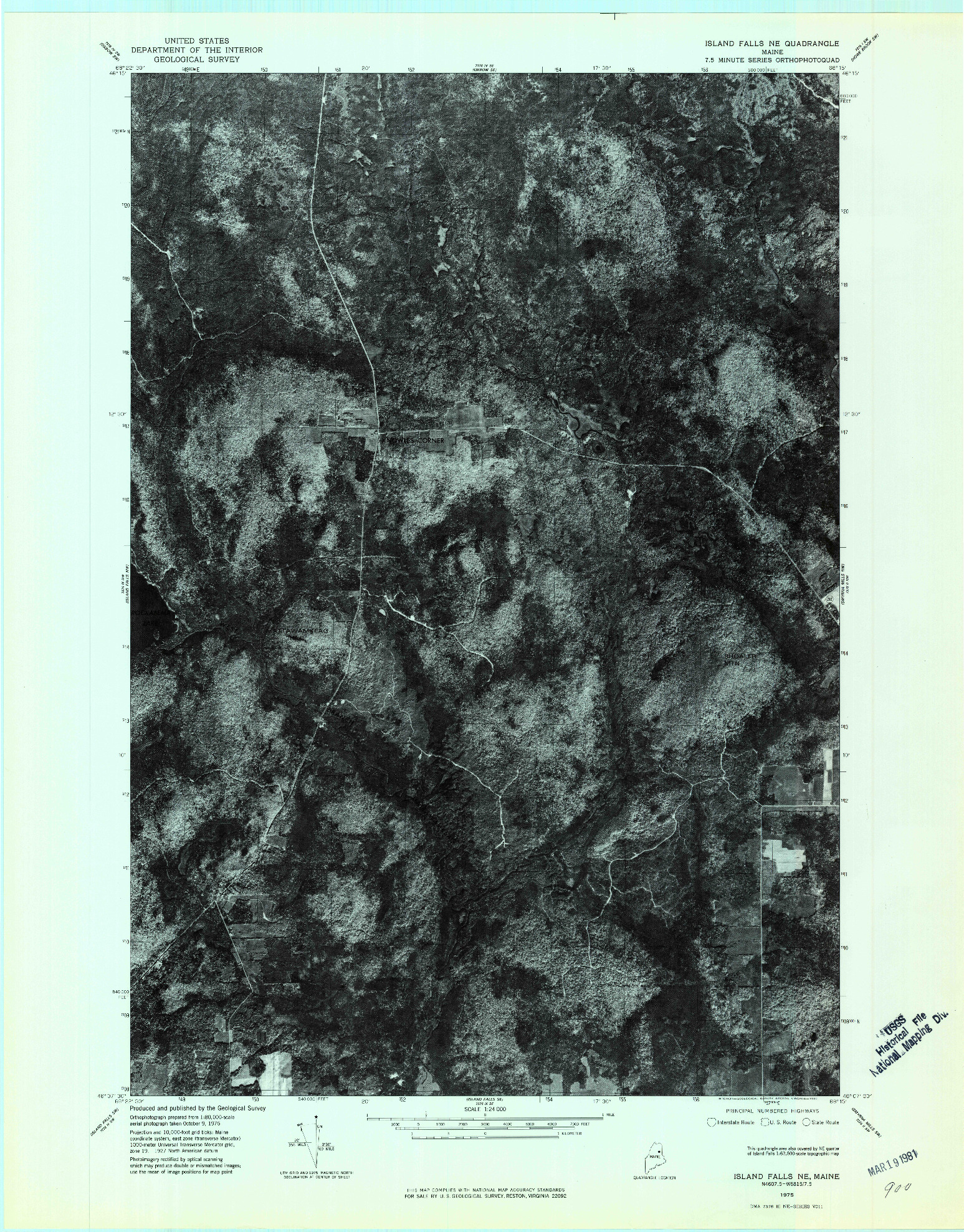 USGS 1:24000-SCALE QUADRANGLE FOR ISLAND FALLS NE, ME 1975