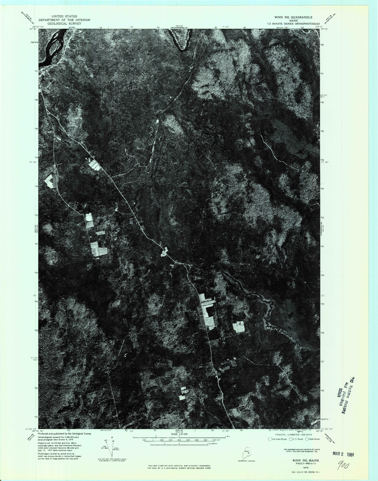 USGS 1:24000-SCALE QUADRANGLE FOR WINN NE, ME 1975