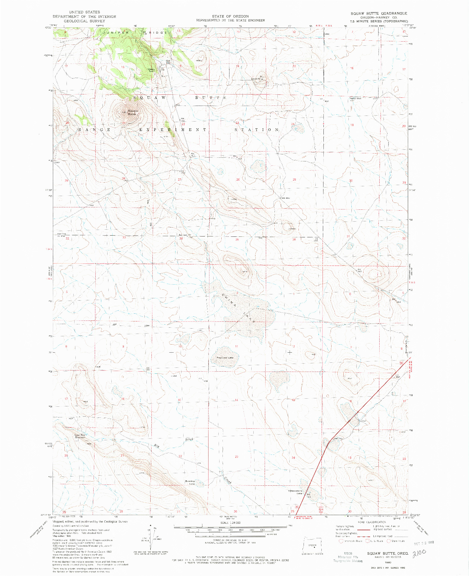 USGS 1:24000-SCALE QUADRANGLE FOR SQUAW BUTTE, OR 1980