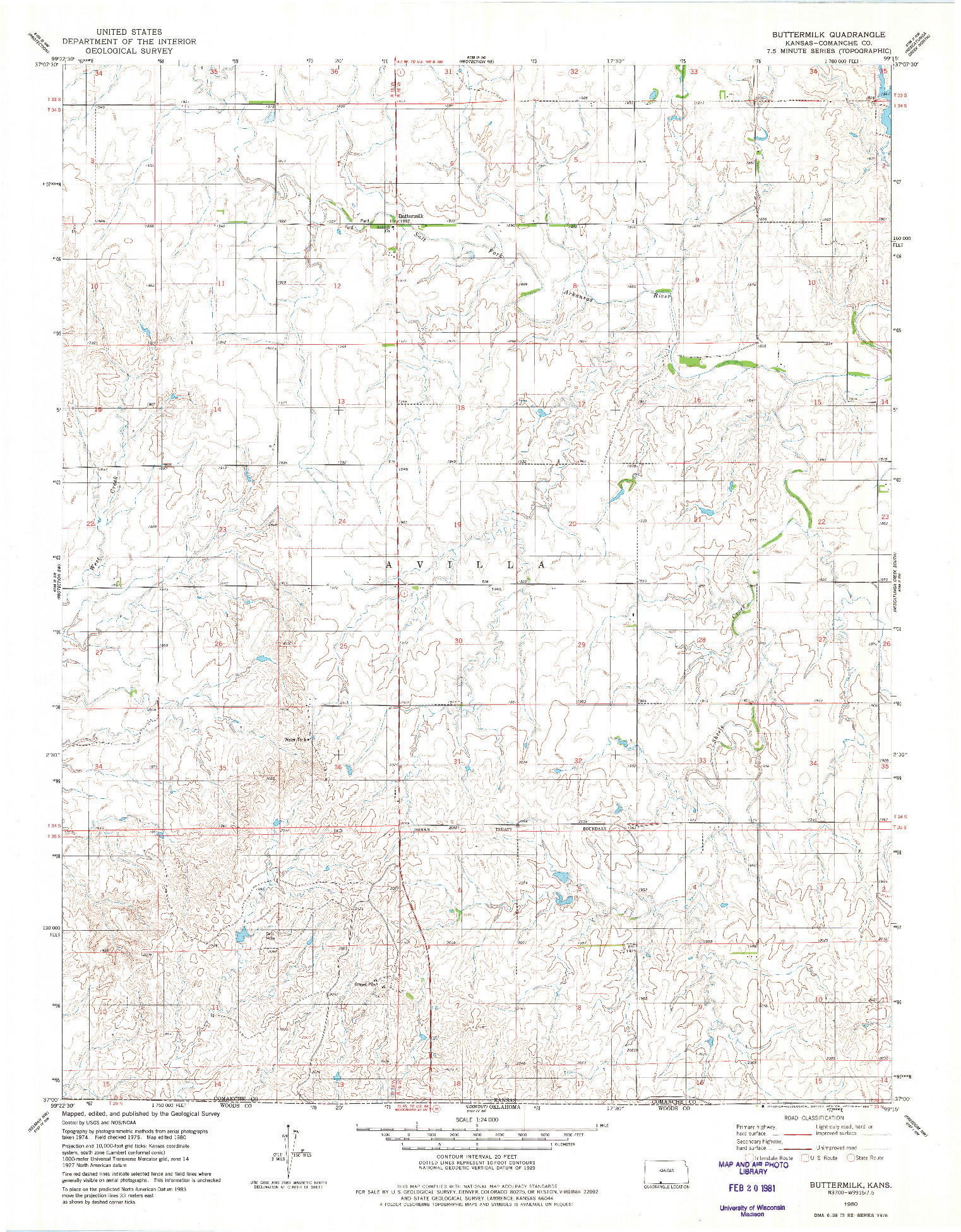 USGS 1:24000-SCALE QUADRANGLE FOR BUTTERMILK, KS 1980