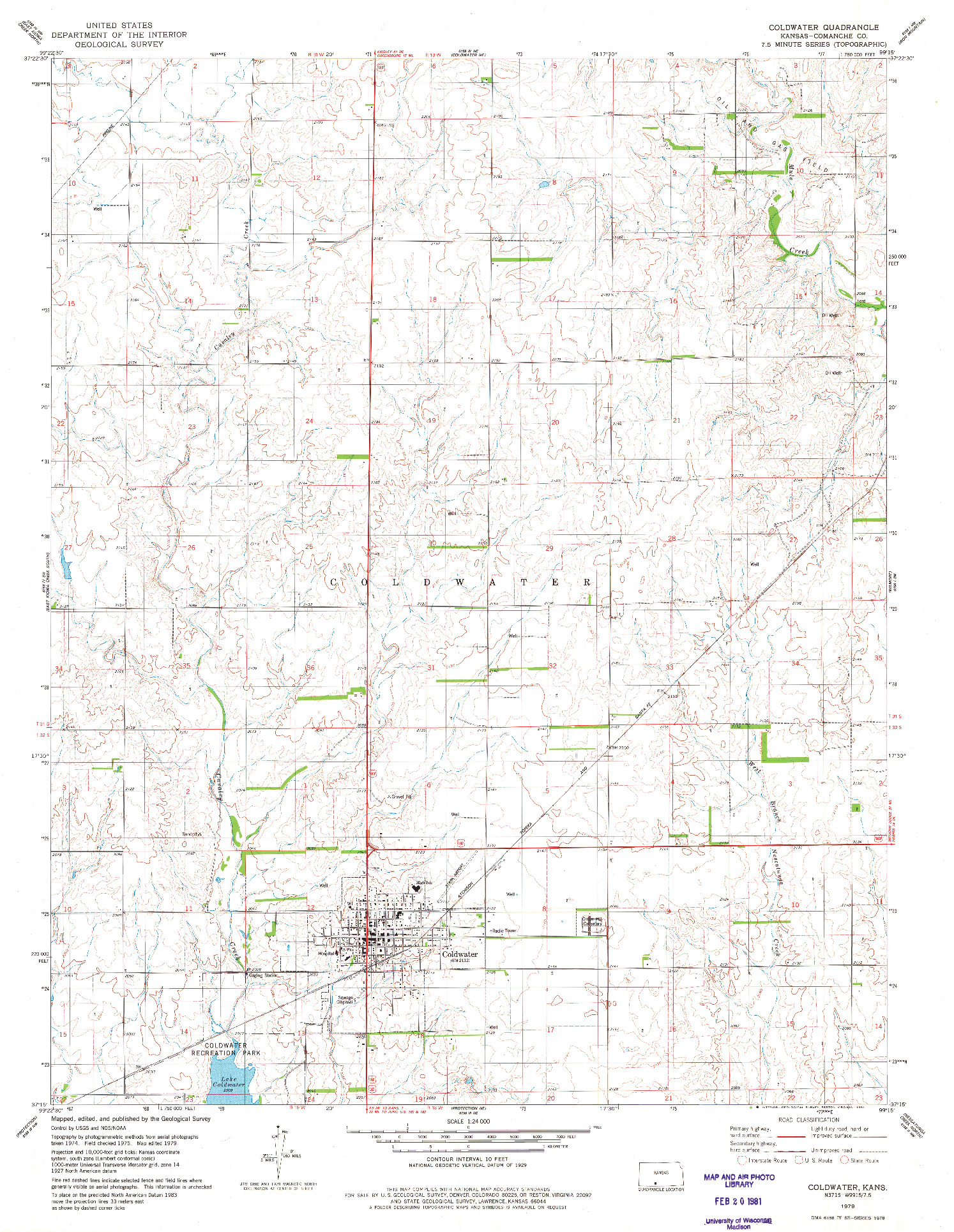 USGS 1:24000-SCALE QUADRANGLE FOR COLDWATER, KS 1979