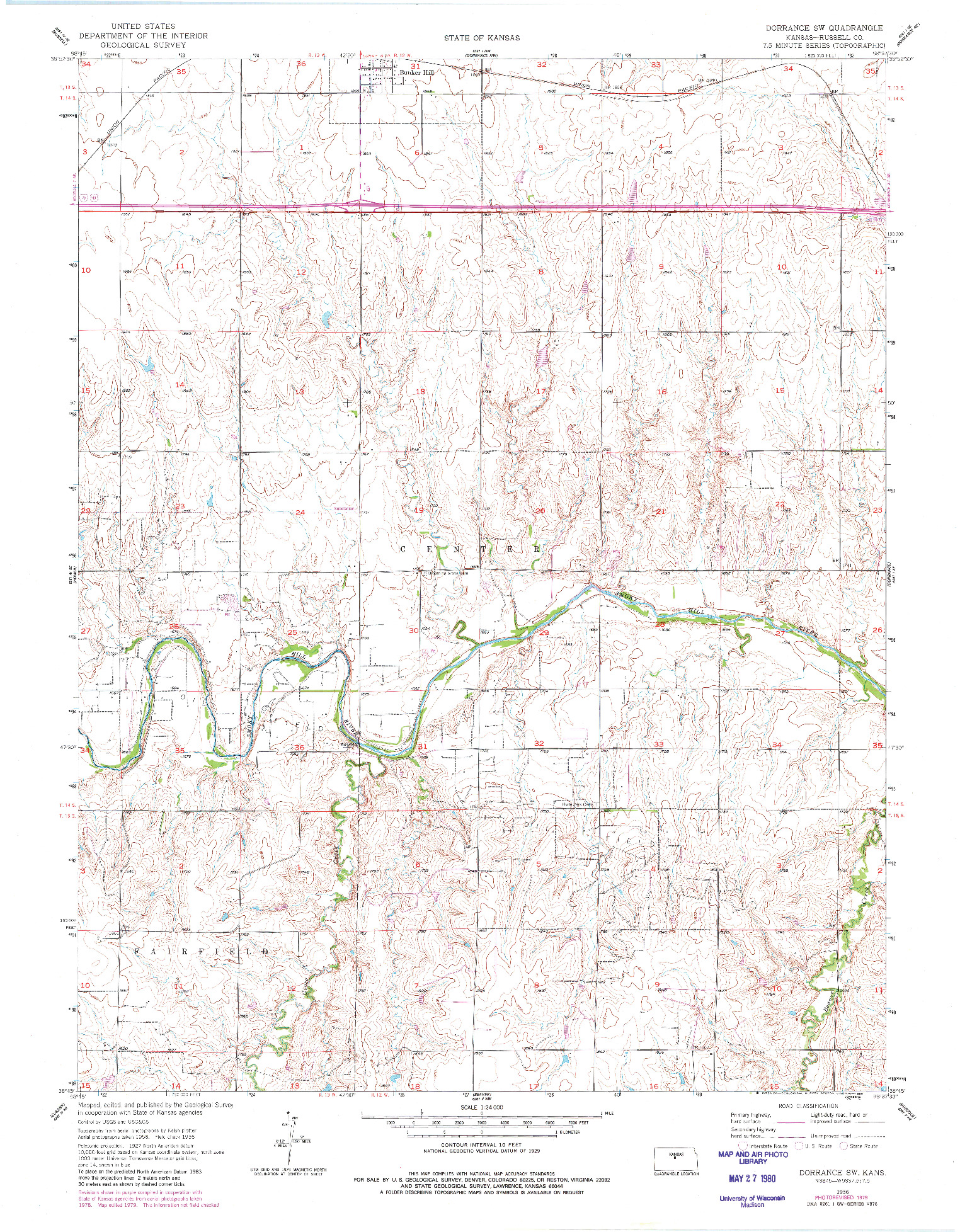 USGS 1:24000-SCALE QUADRANGLE FOR DORRANCE SW, KS 1956
