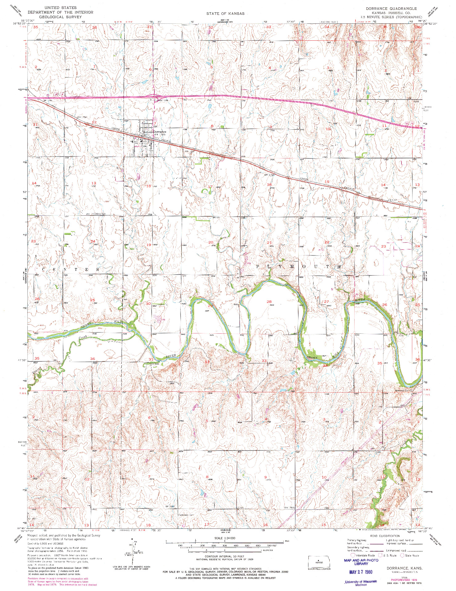 USGS 1:24000-SCALE QUADRANGLE FOR DORRANCE, KS 1956