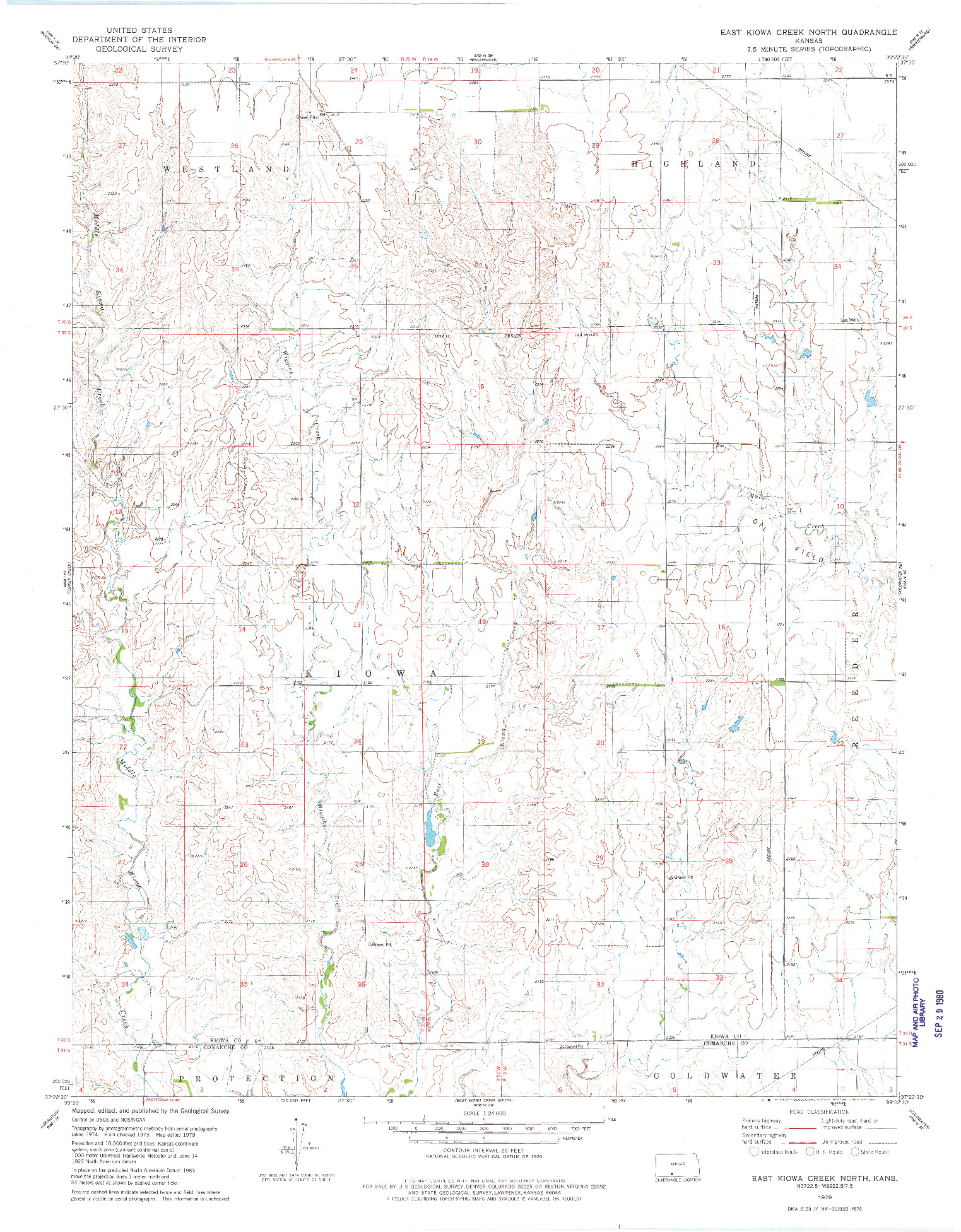 USGS 1:24000-SCALE QUADRANGLE FOR EAST KIOWA CREEK NORTH, KS 1979