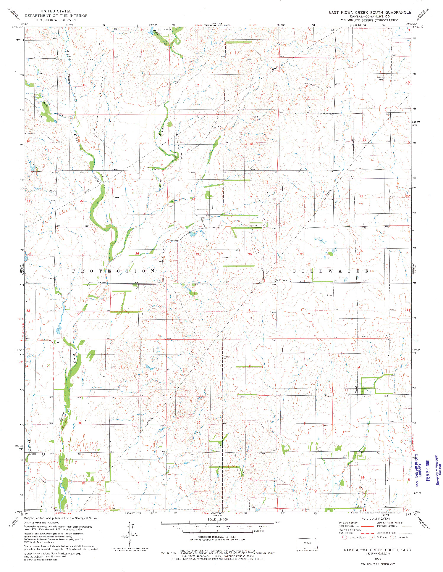 USGS 1:24000-SCALE QUADRANGLE FOR EAST KIOWA CREEK SOUTH, KS 1979