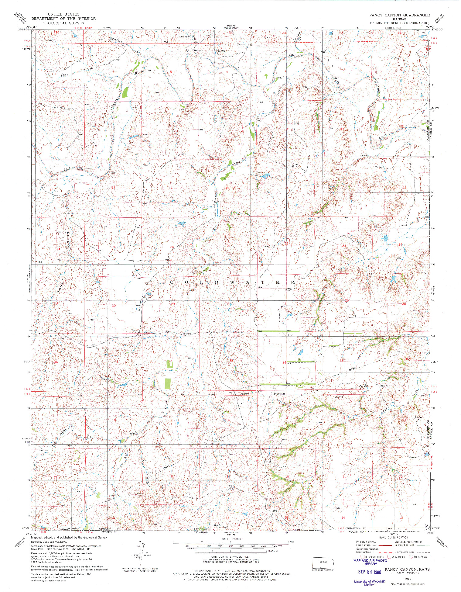 USGS 1:24000-SCALE QUADRANGLE FOR FANCY CANYON, KS 1980