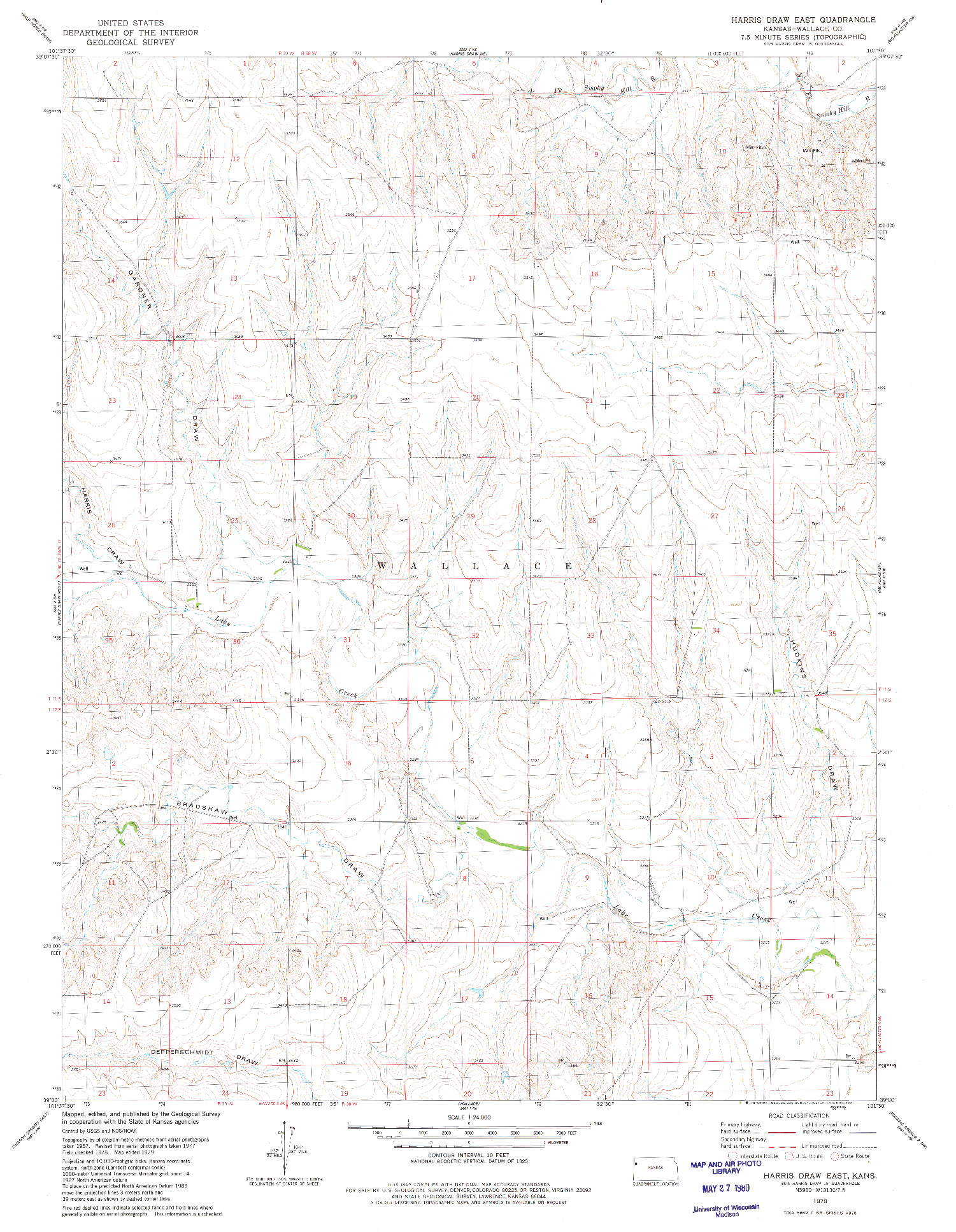 USGS 1:24000-SCALE QUADRANGLE FOR HARRIS DRAW EAST, KS 1979