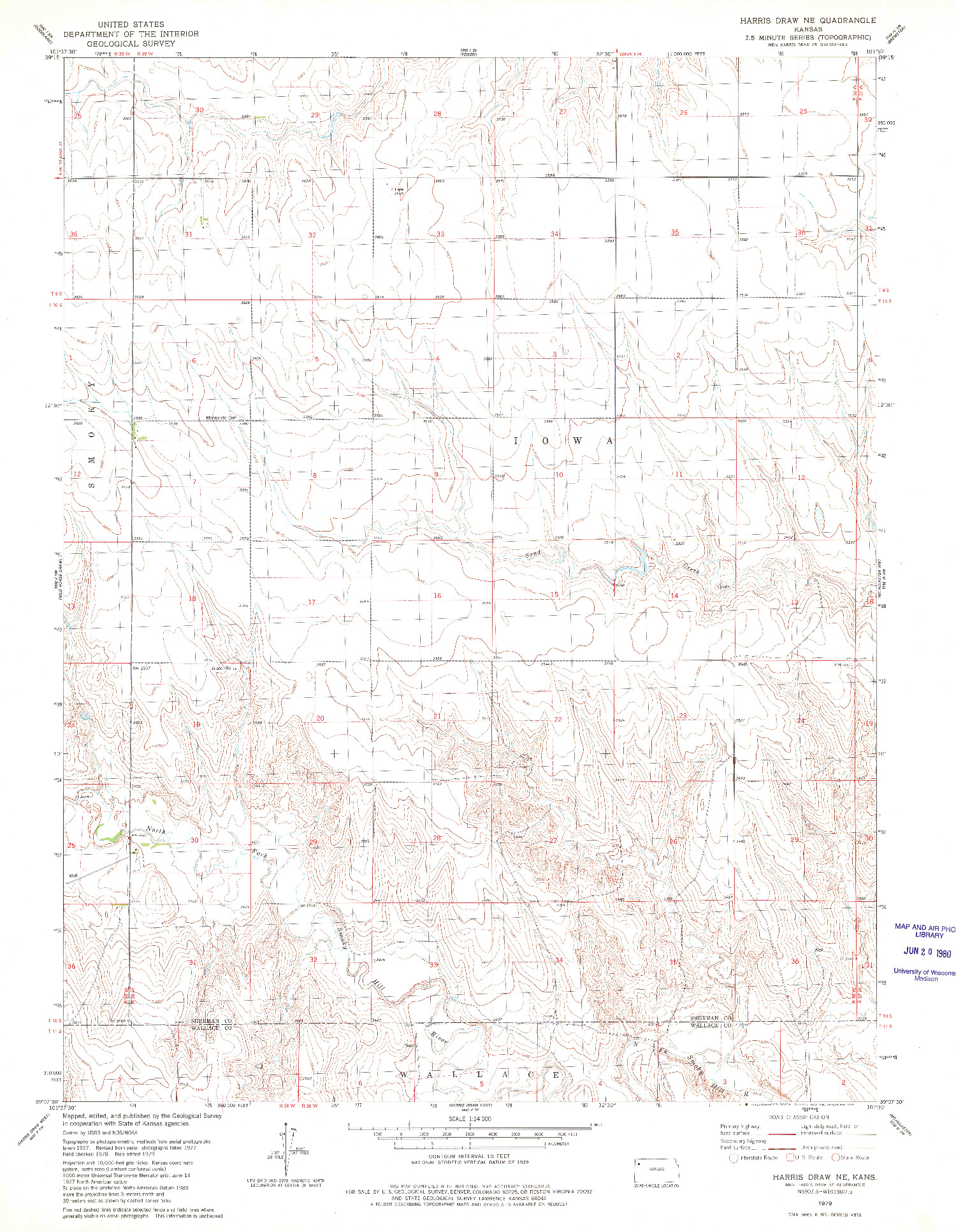 USGS 1:24000-SCALE QUADRANGLE FOR HARRIS DRAW NE, KS 1979