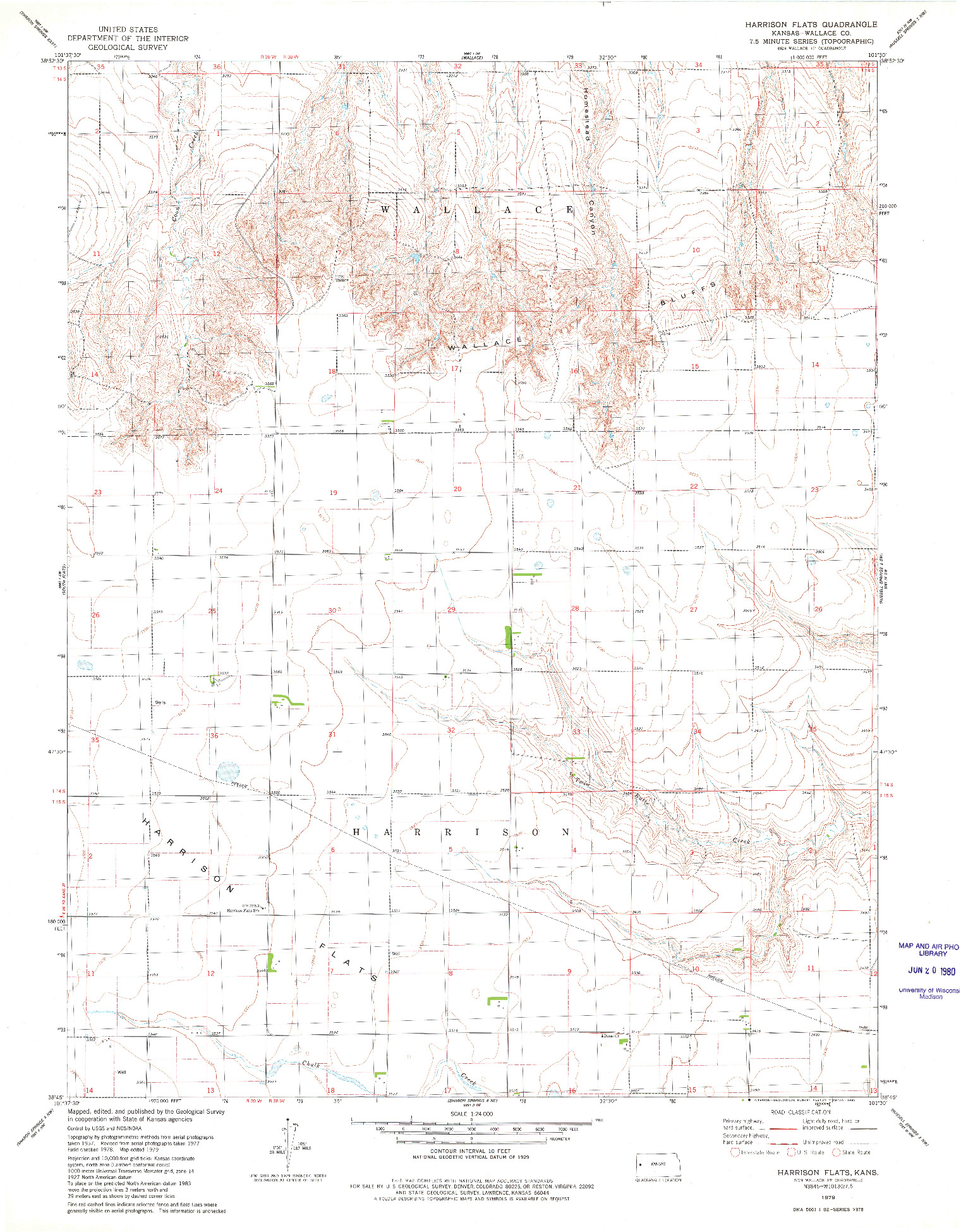 USGS 1:24000-SCALE QUADRANGLE FOR HARRISON FLATS, KS 1979