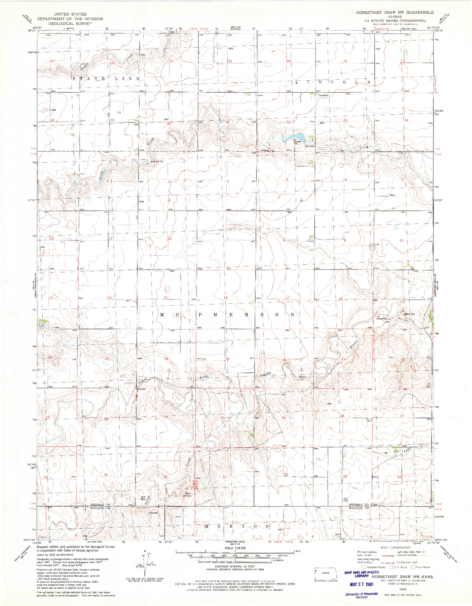 USGS 1:24000-SCALE QUADRANGLE FOR HORSETHIEF DRAW NW, KS 1979