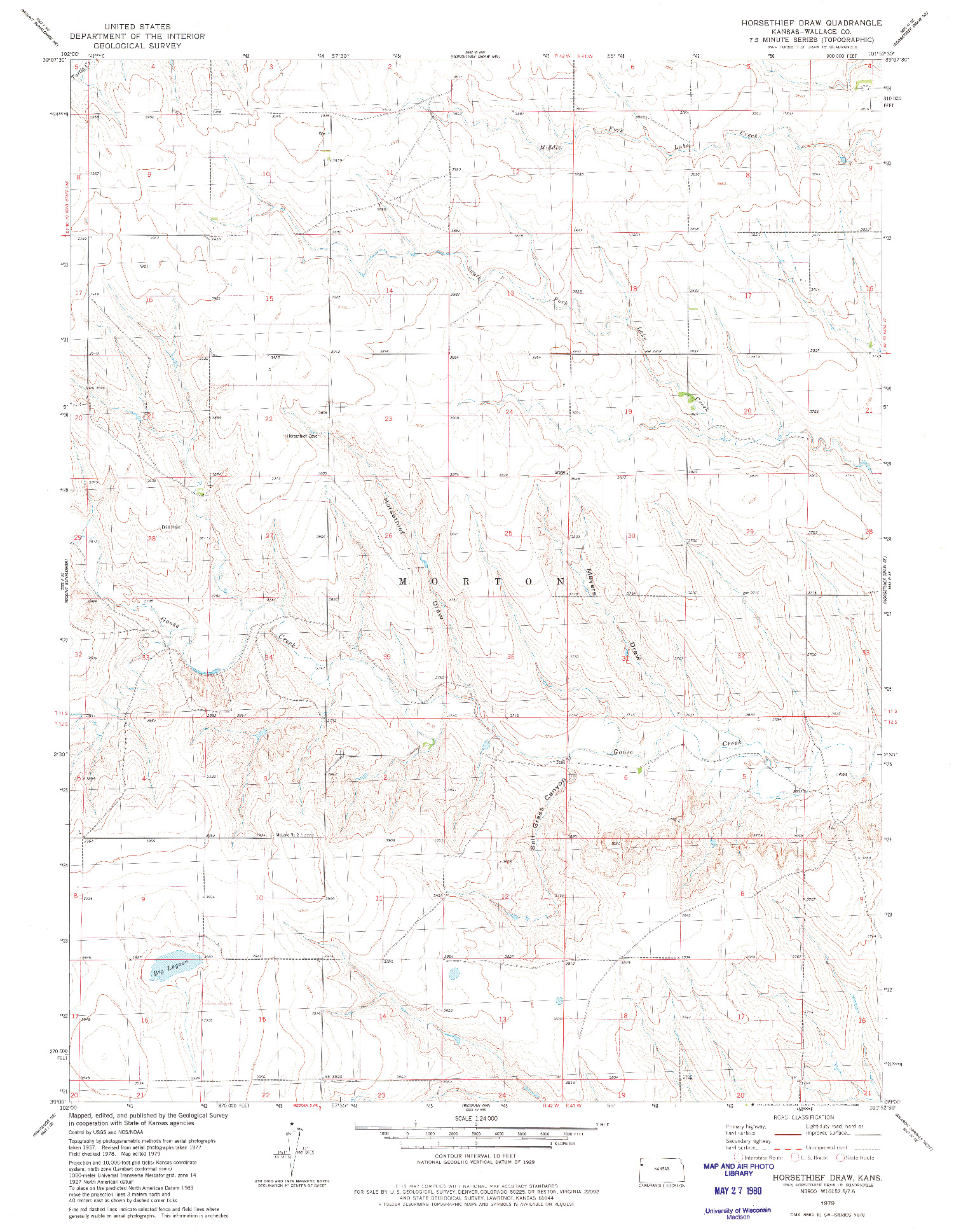 USGS 1:24000-SCALE QUADRANGLE FOR HORSETHIEF DRAW, KS 1979