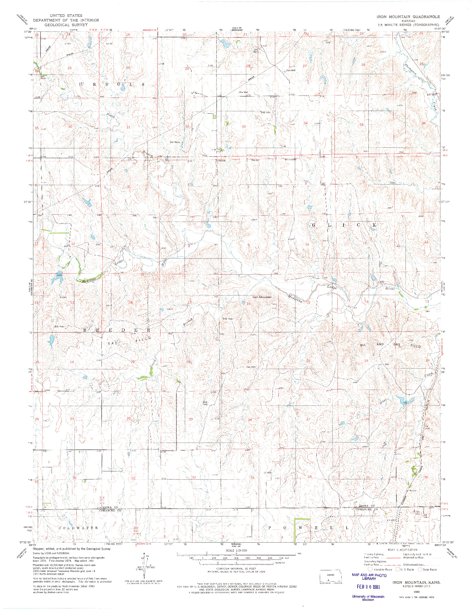 USGS 1:24000-SCALE QUADRANGLE FOR IRON MOUNTAIN, KS 1980