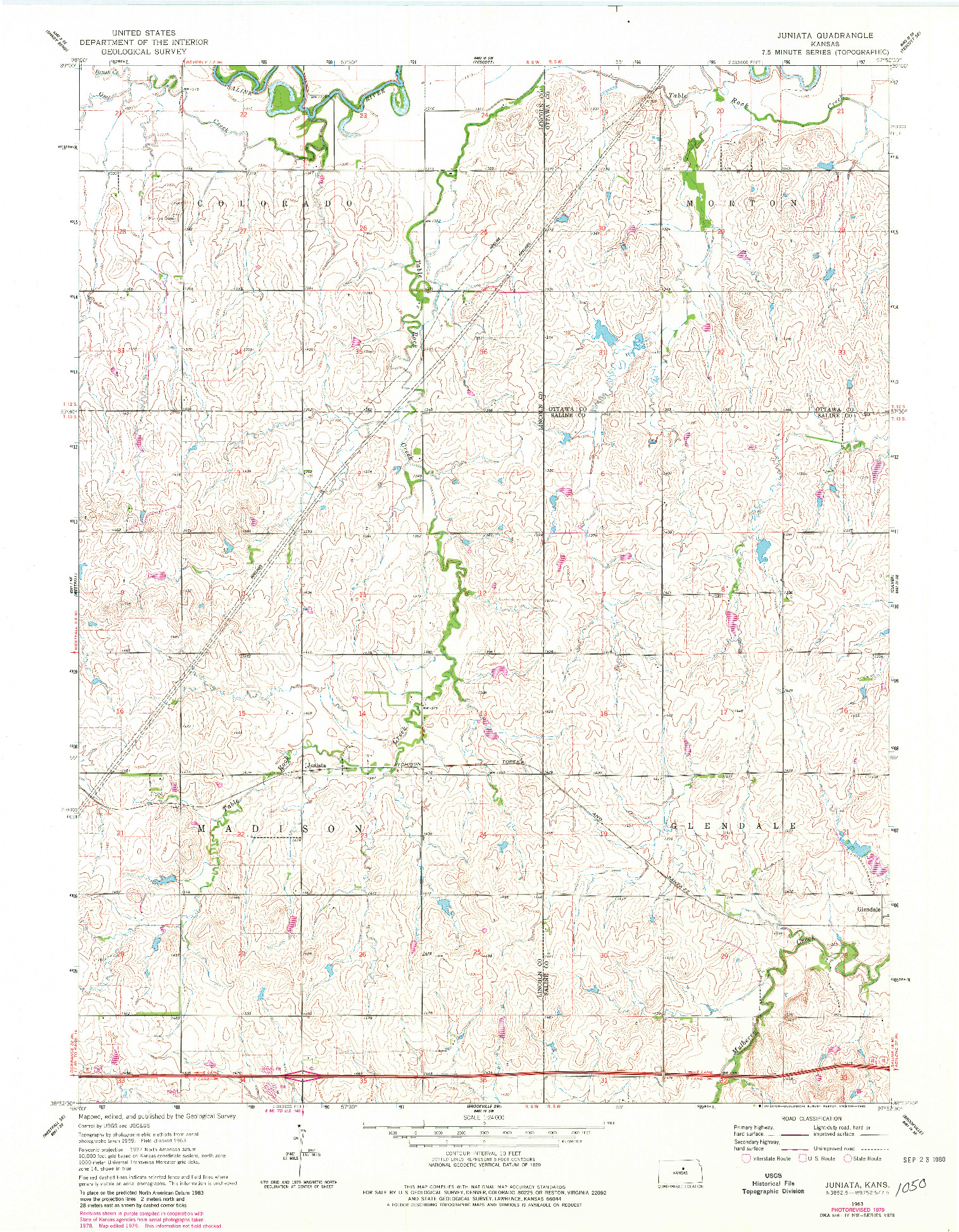 USGS 1:24000-SCALE QUADRANGLE FOR JUNIATA, KS 1963