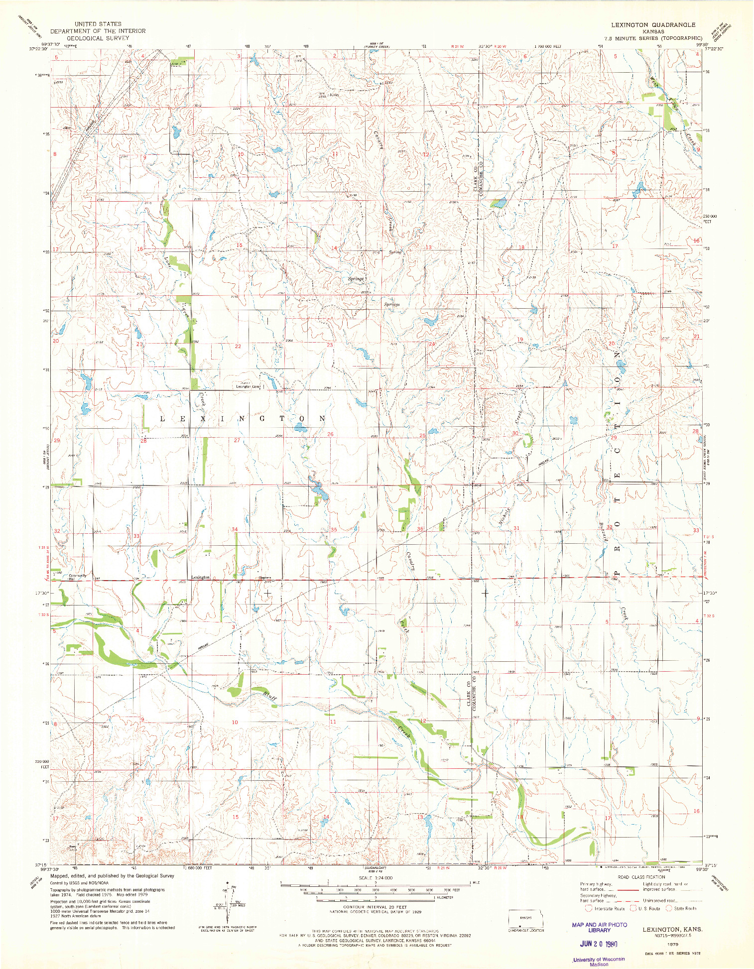 USGS 1:24000-SCALE QUADRANGLE FOR LEXINGTON, KS 1979