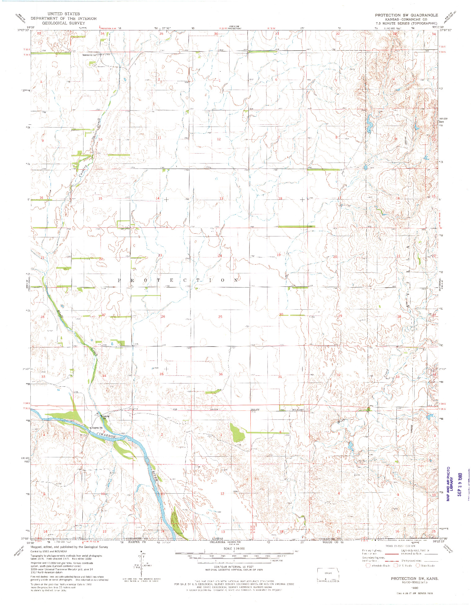 USGS 1:24000-SCALE QUADRANGLE FOR PROTECTION SW, KS 1980