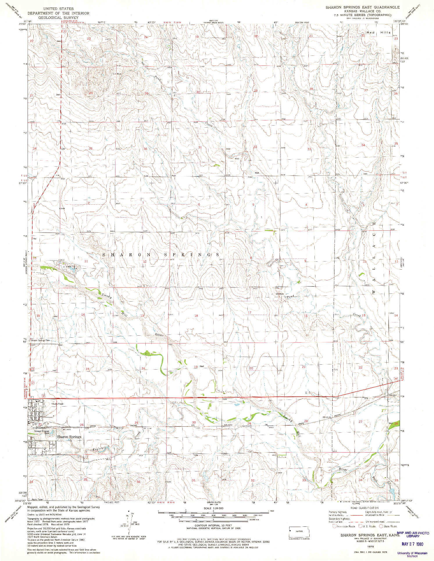 USGS 1:24000-SCALE QUADRANGLE FOR SHARON SPRINGS EAST, KS 1979