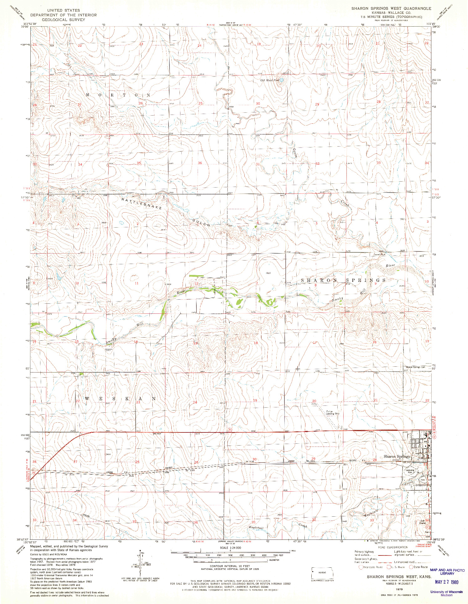 USGS 1:24000-SCALE QUADRANGLE FOR SHARON SPRINGS WEST, KS 1979