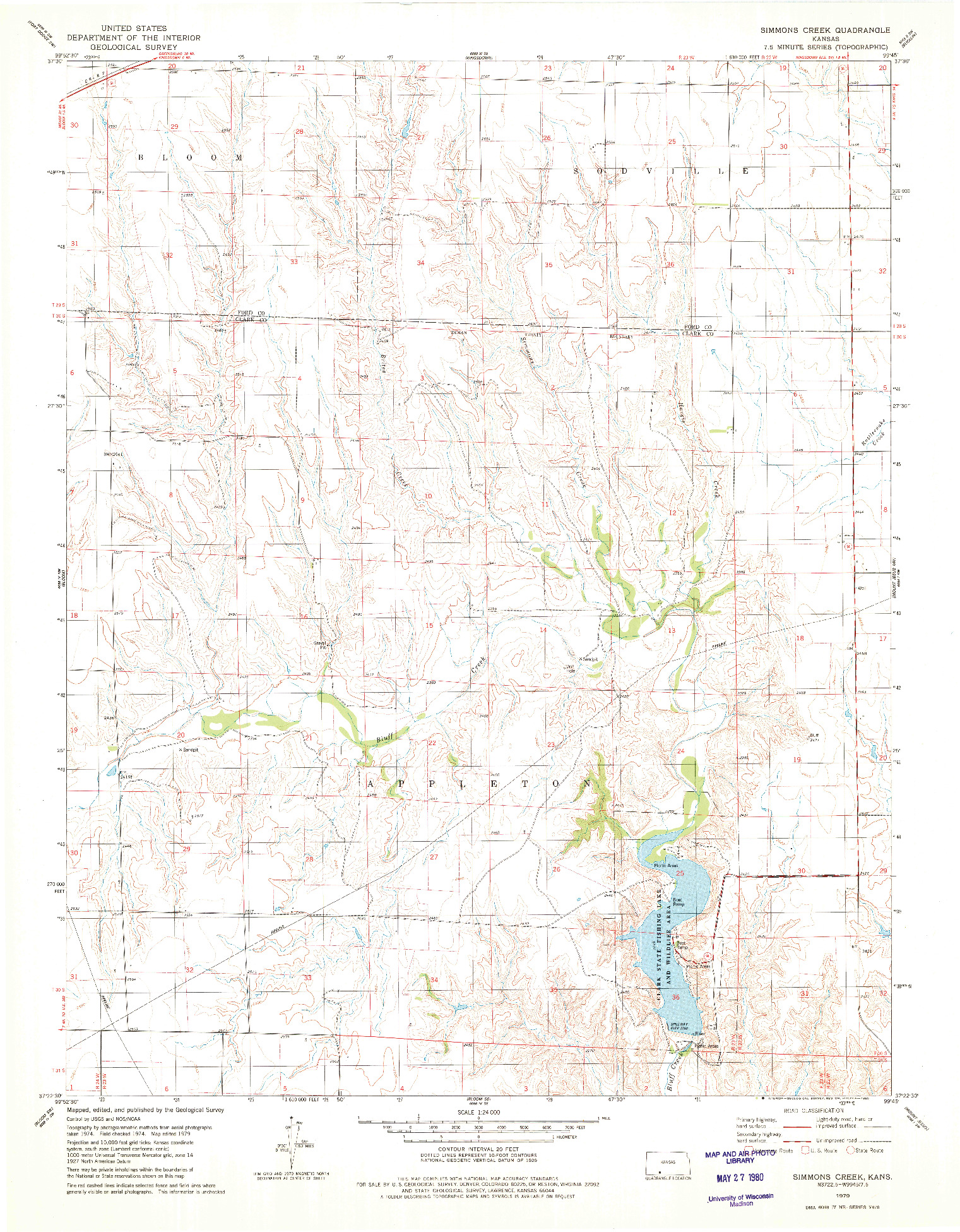 USGS 1:24000-SCALE QUADRANGLE FOR SIMMONS CREEK, KS 1979
