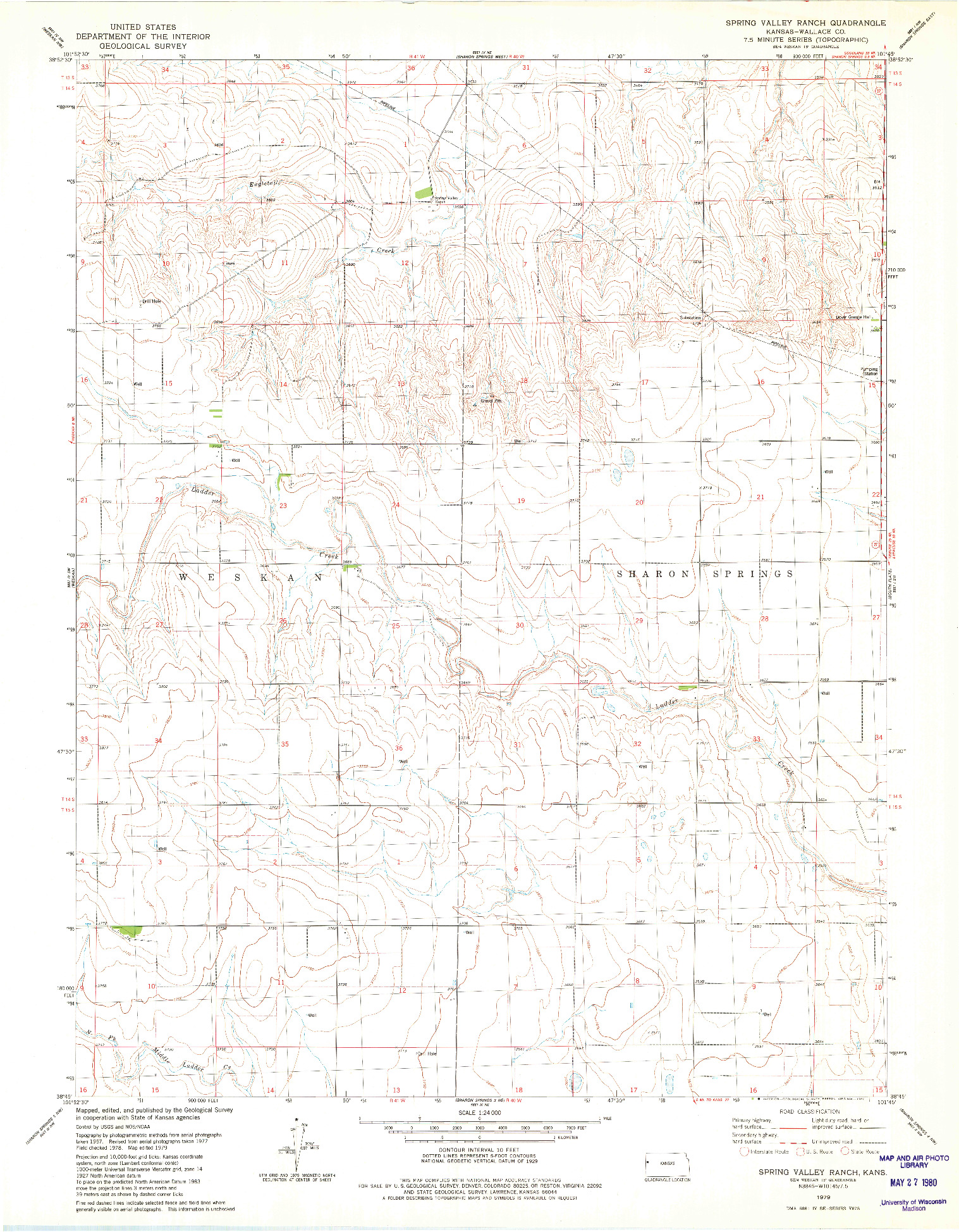 USGS 1:24000-SCALE QUADRANGLE FOR SPRING VALLEY RANCH, KS 1979