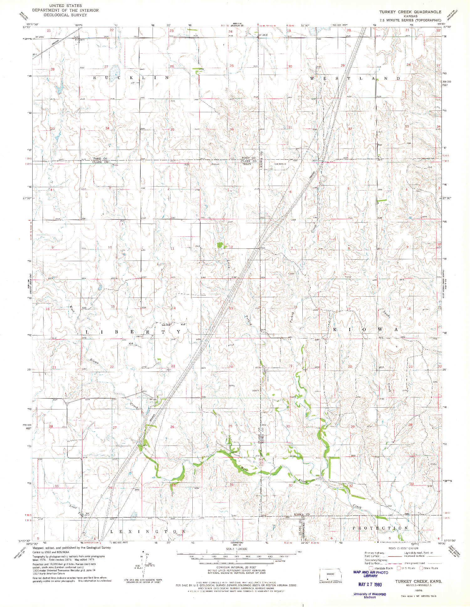 USGS 1:24000-SCALE QUADRANGLE FOR TURKEY CREEK, KS 1979