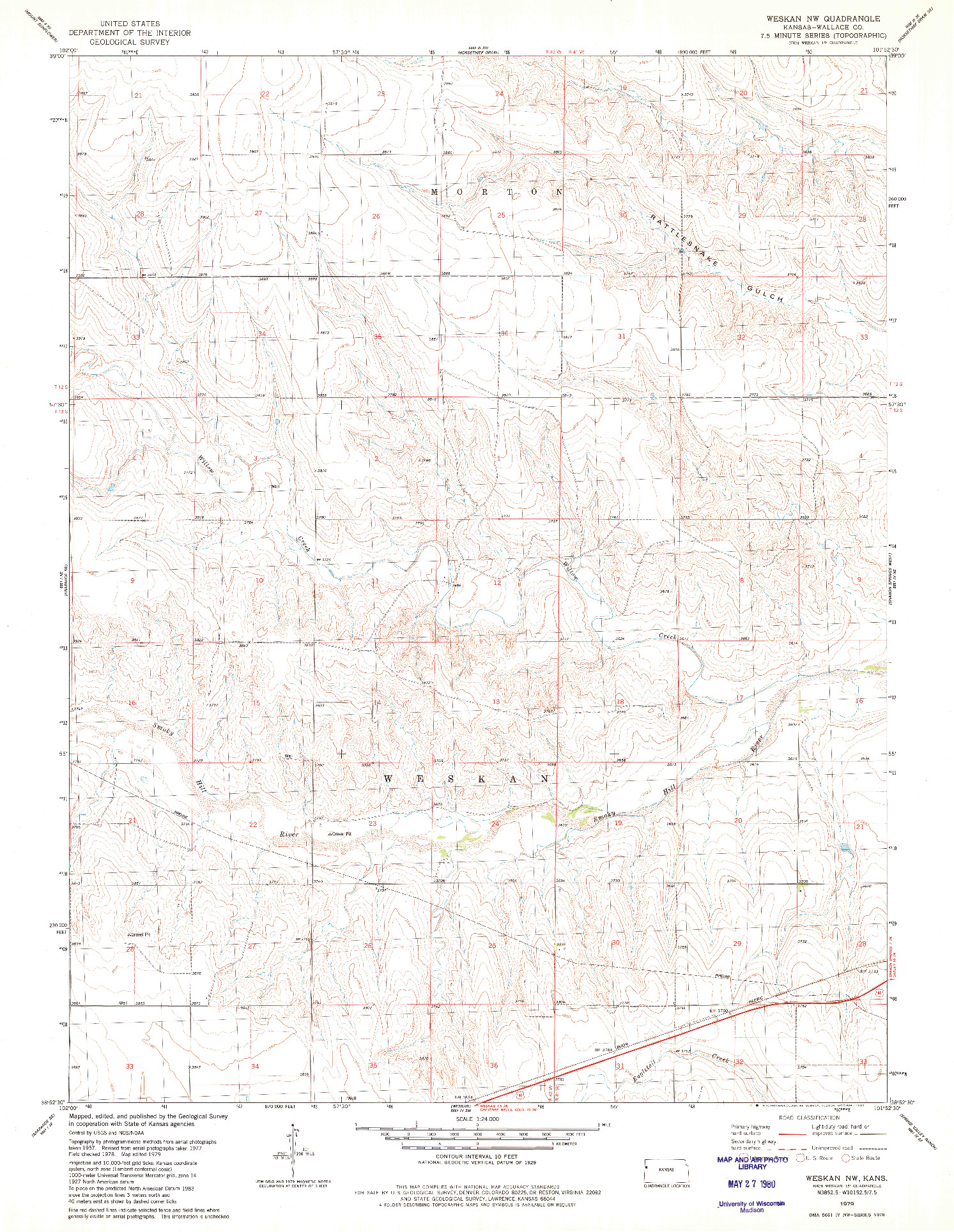 USGS 1:24000-SCALE QUADRANGLE FOR WESKAN NW, KS 1979