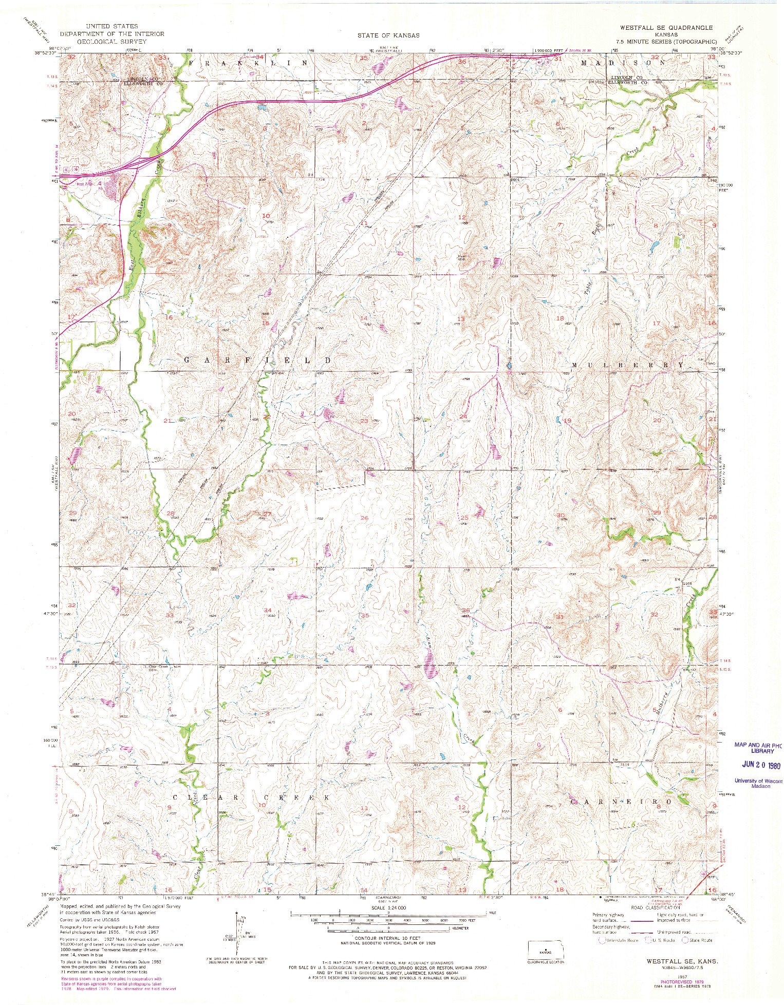 USGS 1:24000-SCALE QUADRANGLE FOR WESTFALL SE, KS 1957