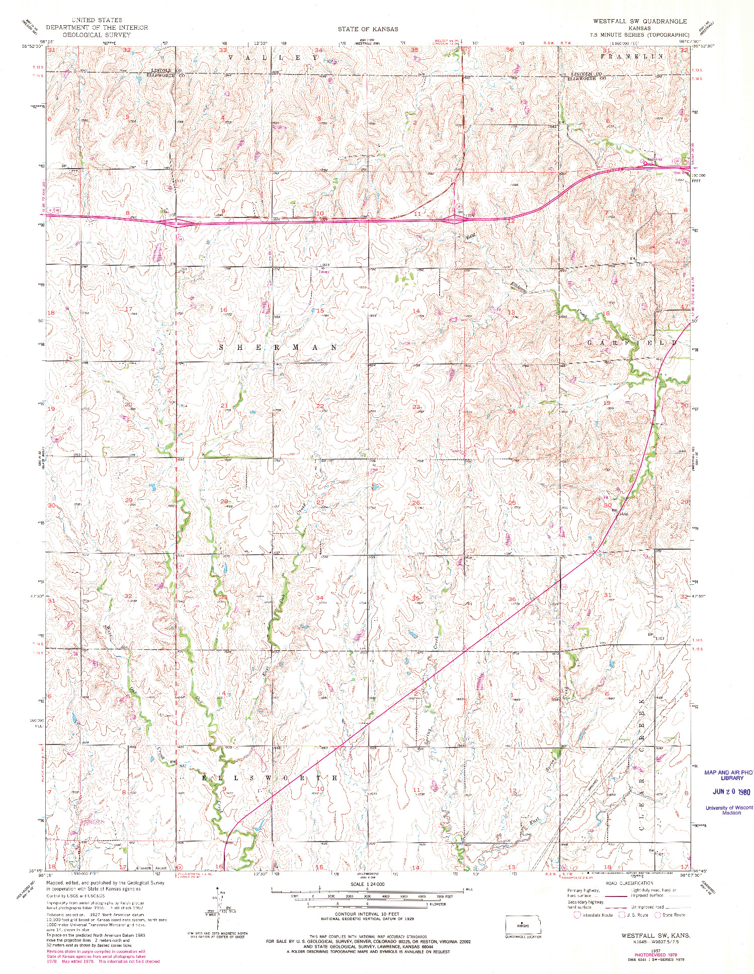 USGS 1:24000-SCALE QUADRANGLE FOR WESTFALL SW, KS 1957
