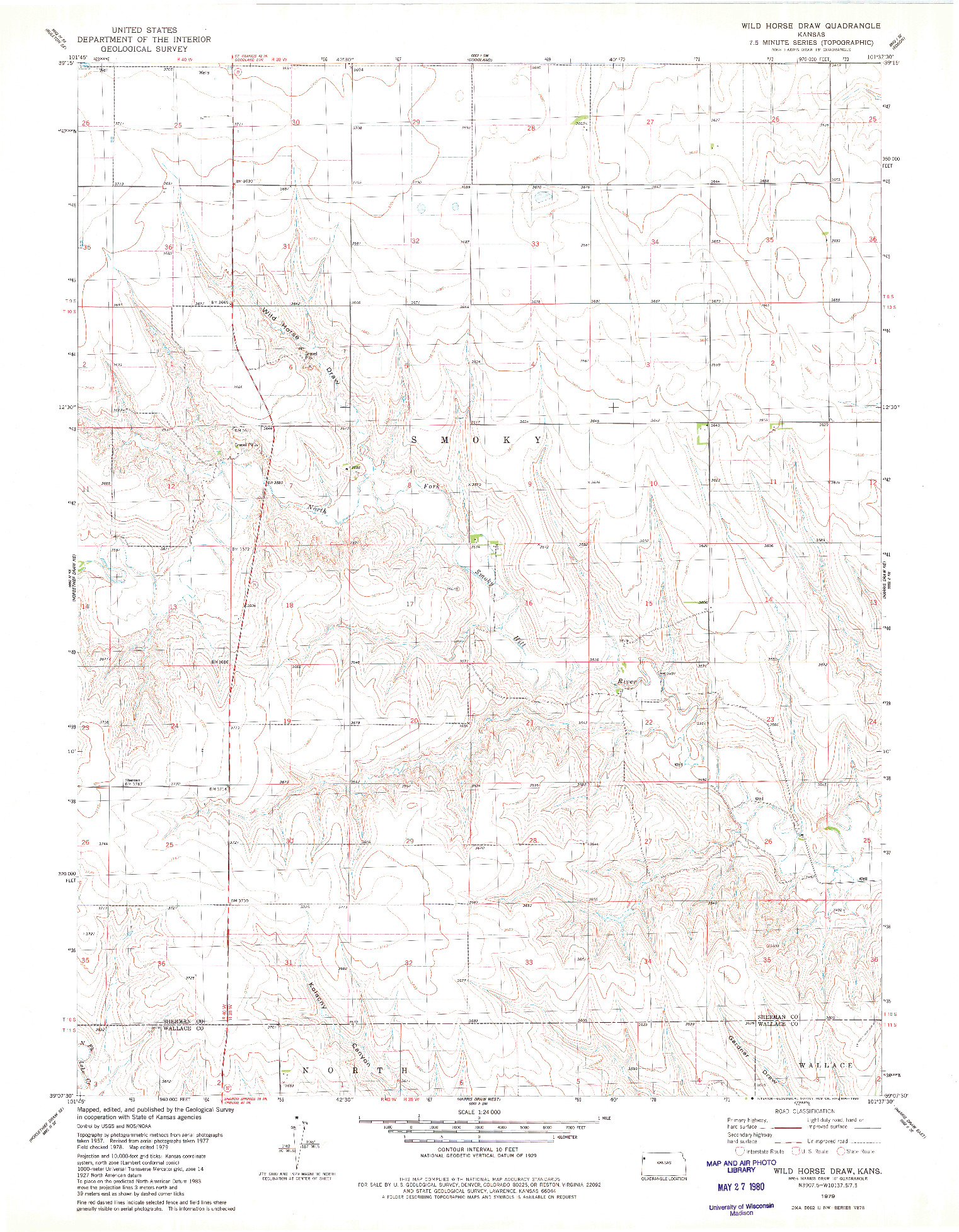 USGS 1:24000-SCALE QUADRANGLE FOR WILD HORSE DRAW, KS 1979