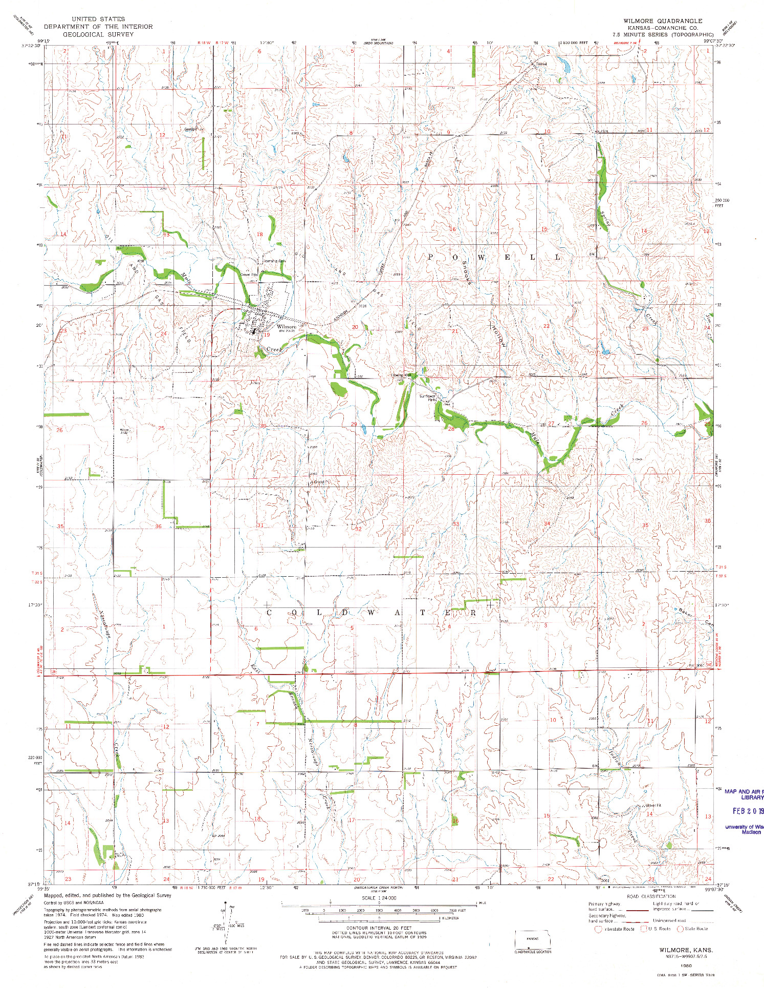 USGS 1:24000-SCALE QUADRANGLE FOR WILMORE, KS 1980