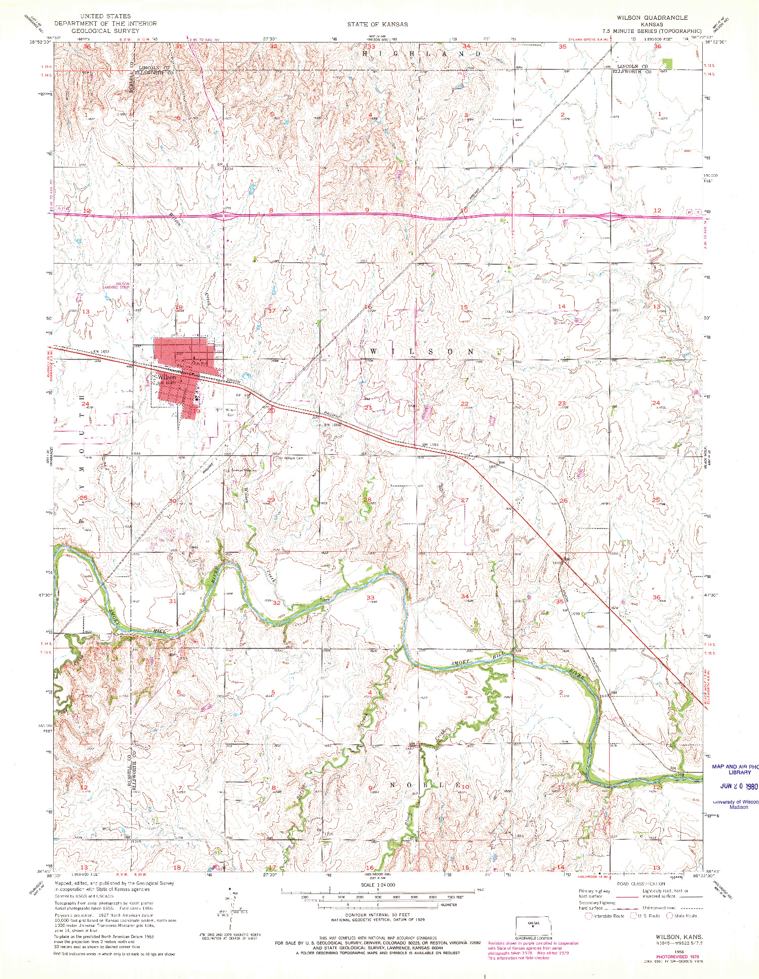 USGS 1:24000-SCALE QUADRANGLE FOR WILSON, KS 1956