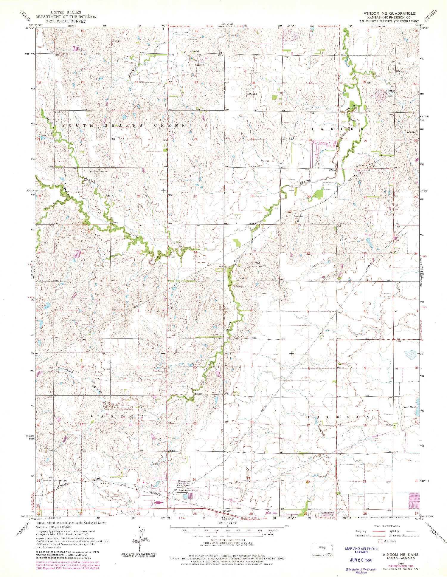 USGS 1:24000-SCALE QUADRANGLE FOR WINDOM NE, KS 1965