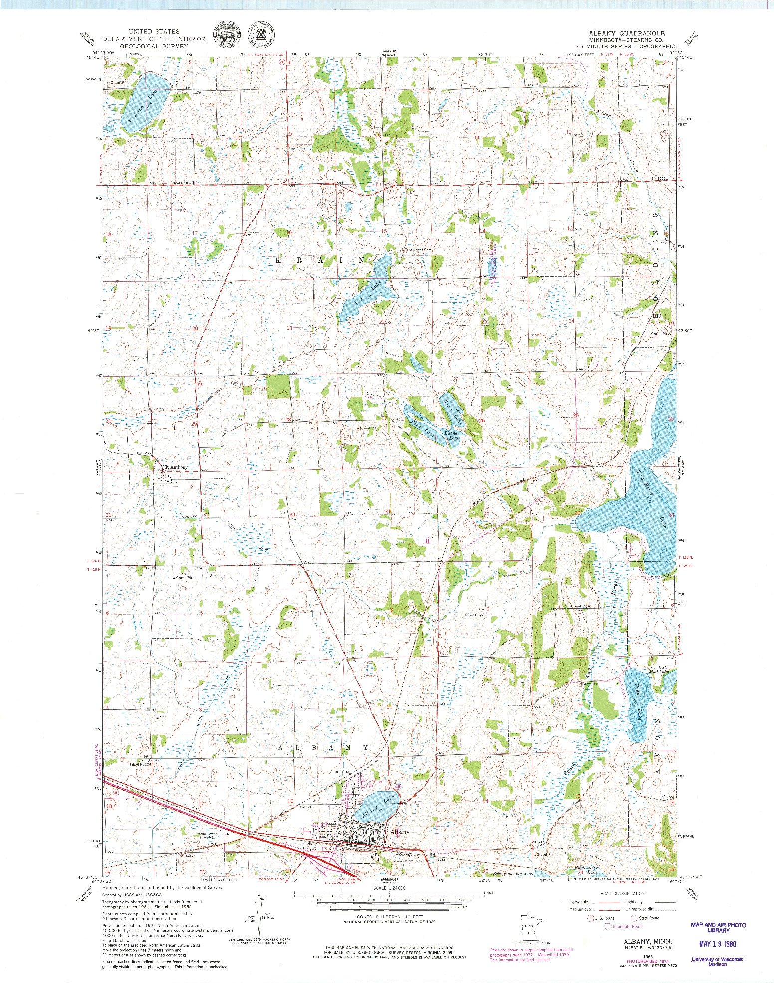 USGS 1:24000-SCALE QUADRANGLE FOR ALBANY, MN 1965