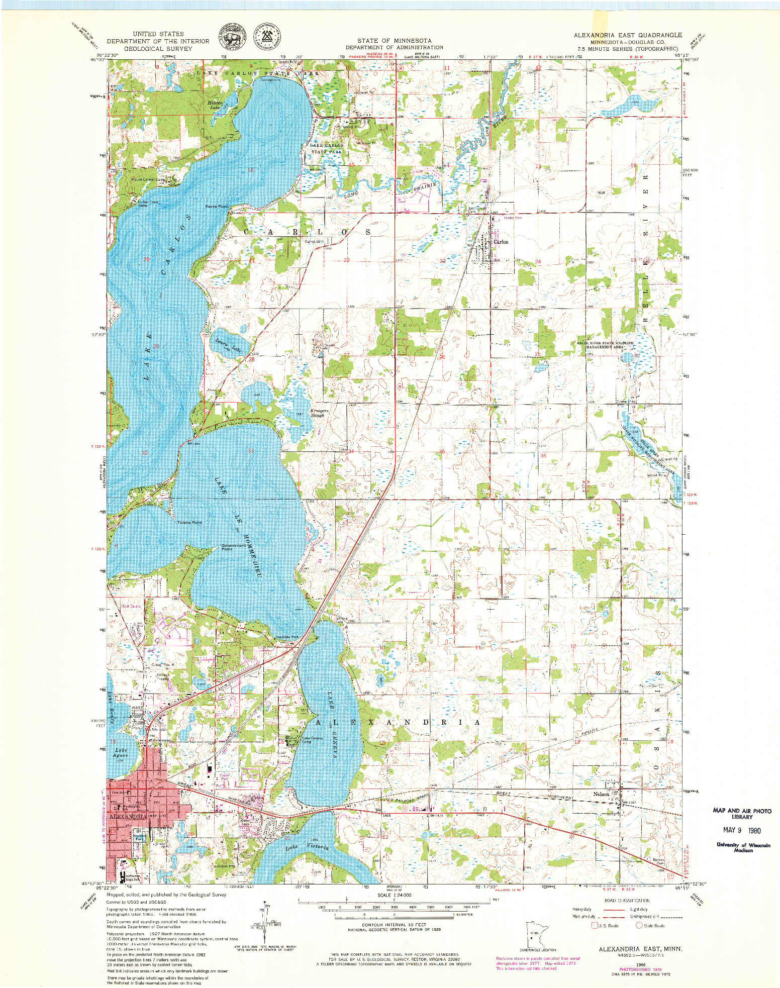 USGS 1:24000-SCALE QUADRANGLE FOR ALEXANDRIA EAST, MN 1966