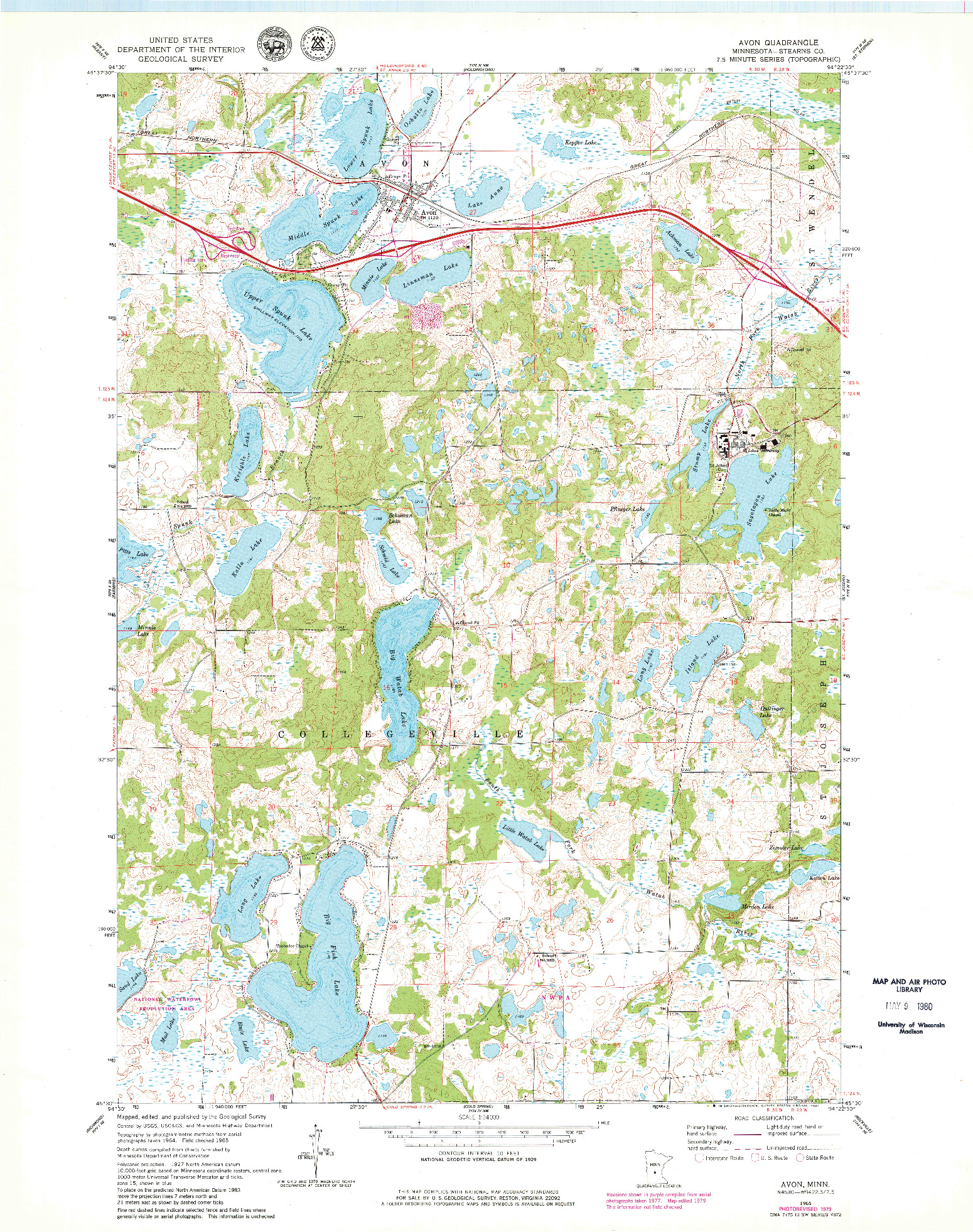 USGS 1:24000-SCALE QUADRANGLE FOR AVON, MN 1965