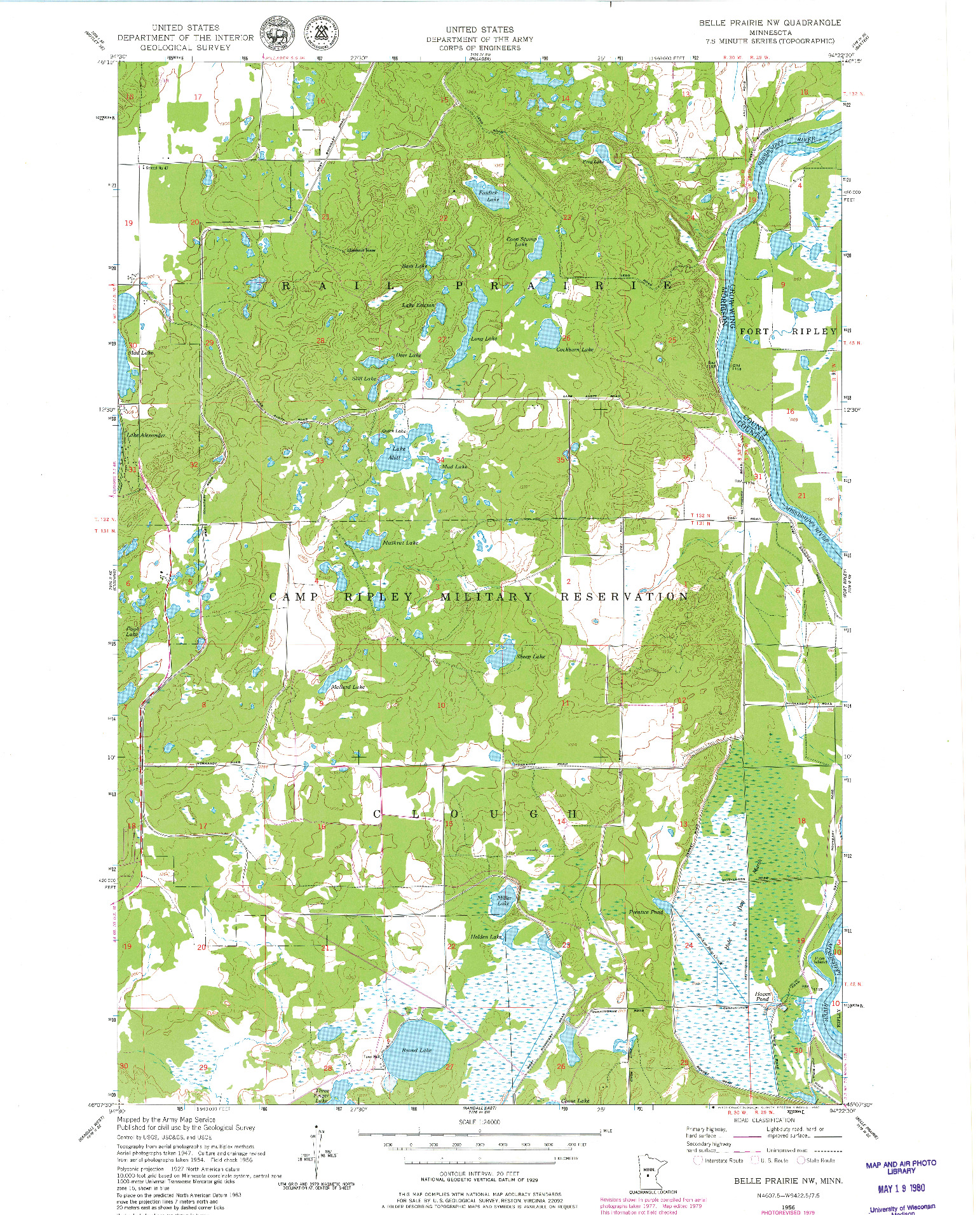 USGS 1:24000-SCALE QUADRANGLE FOR BELLE PRAIRIE NW, MN 1956