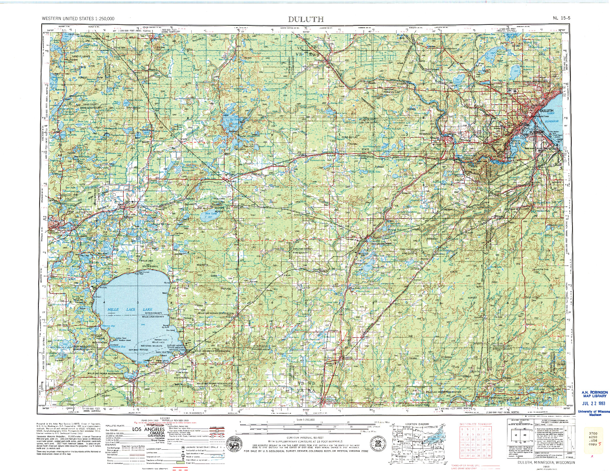 USGS 1:250000-SCALE QUADRANGLE FOR DULUTH, MN 1953